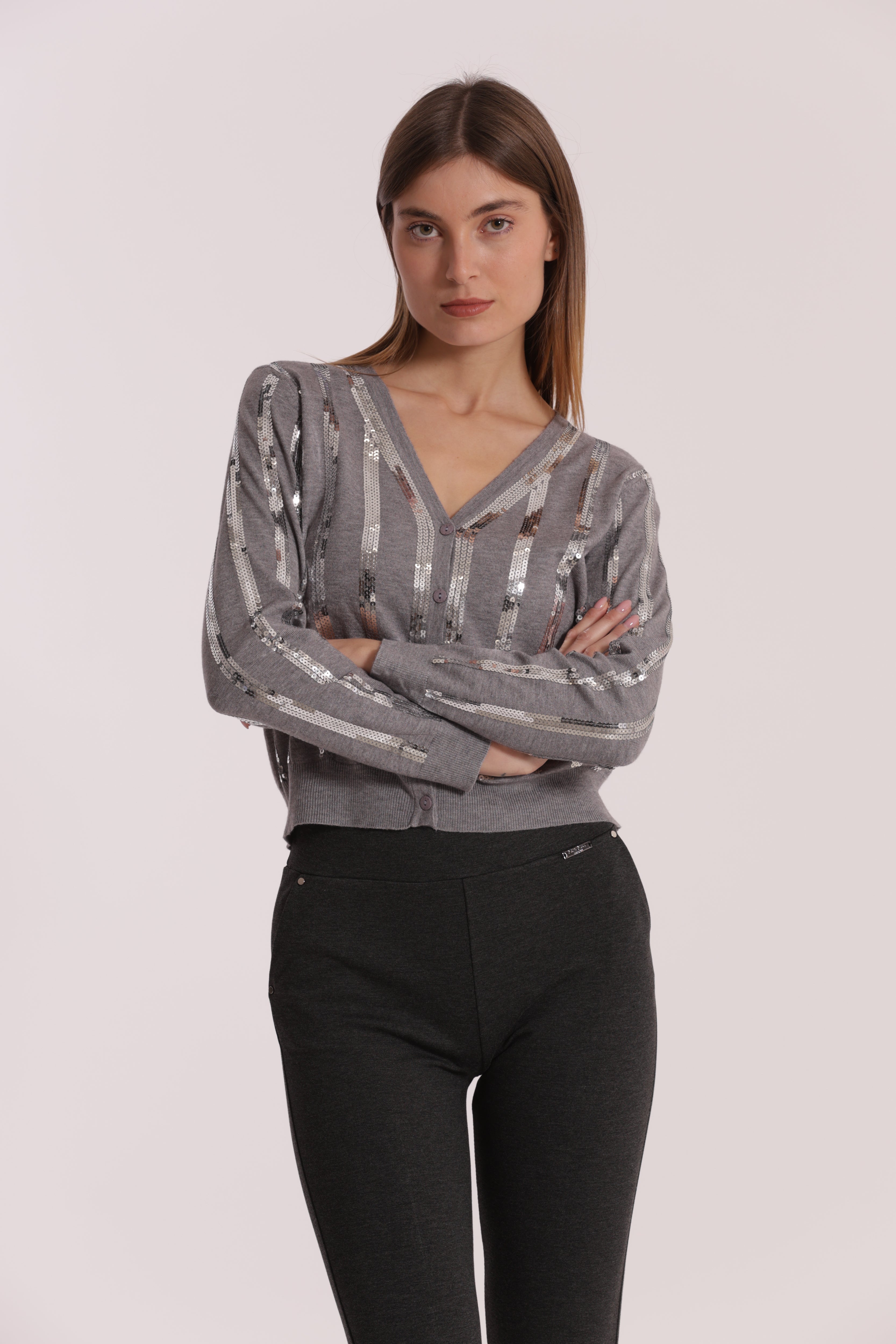 Mimi Mua Cardigan Paillettes Maglia Brillante