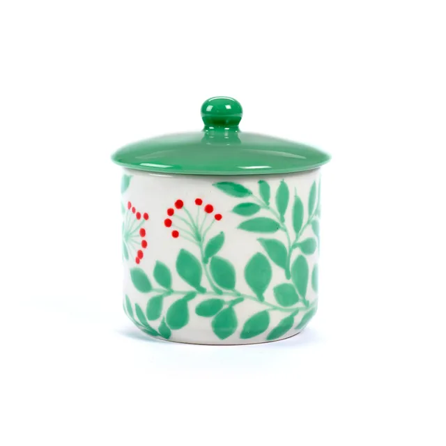 On Earth Cooperative Collection Flora barattolo ceramica verde