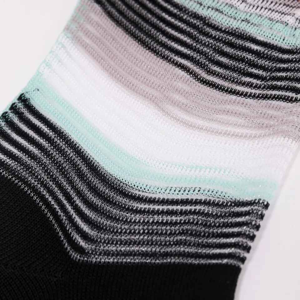 Mimi Mua Calzini a Righe Nero Verde Acqua Cotone