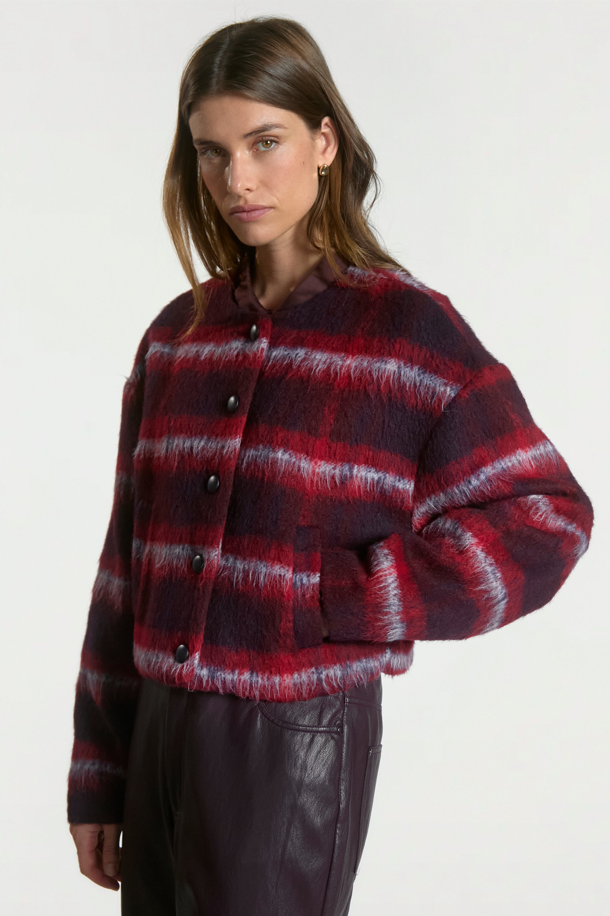 Aaiko Marais giacca bordeaux fantasia quadri