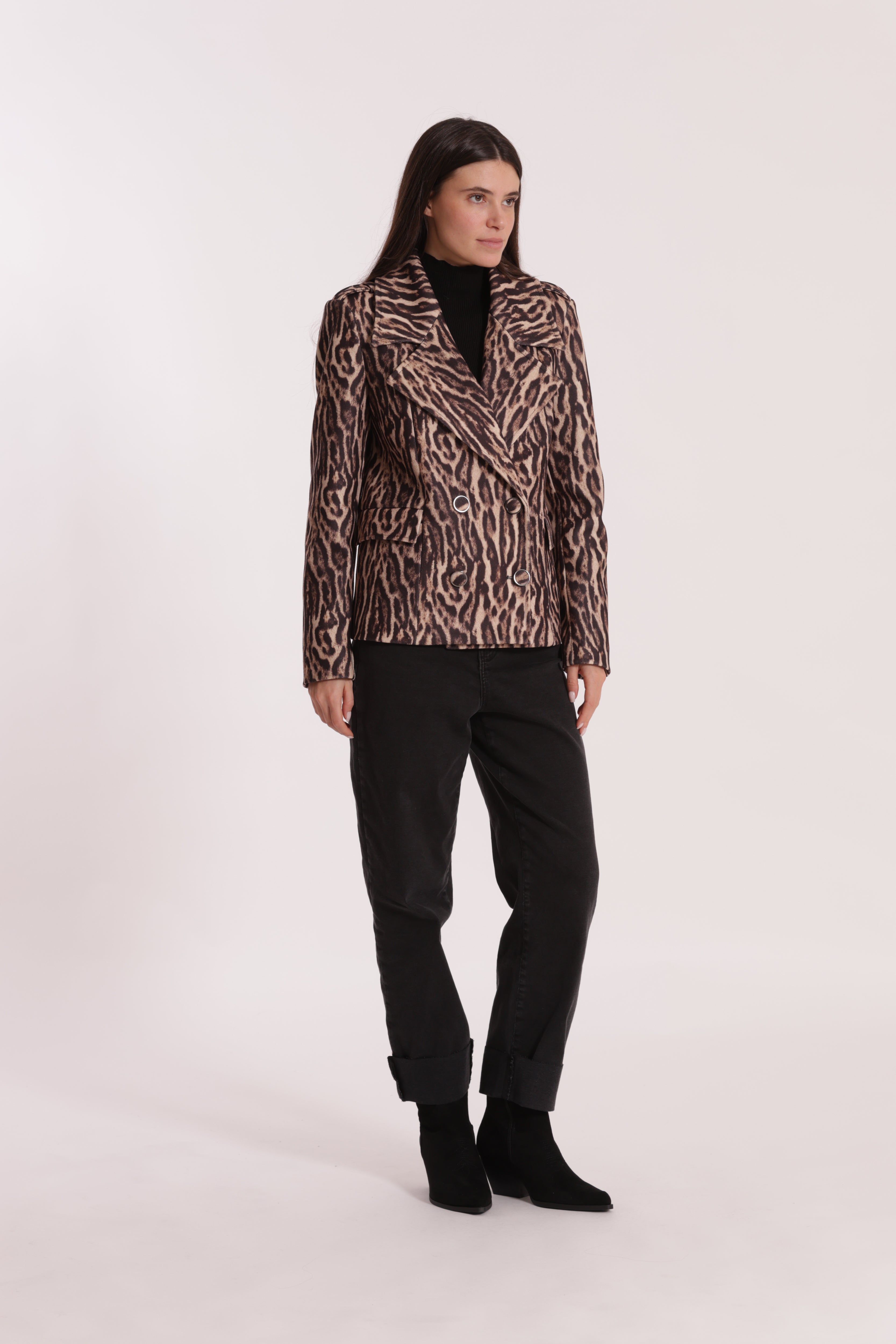 Mimi Mua Giaccone Animalier cappotto cammello maculato