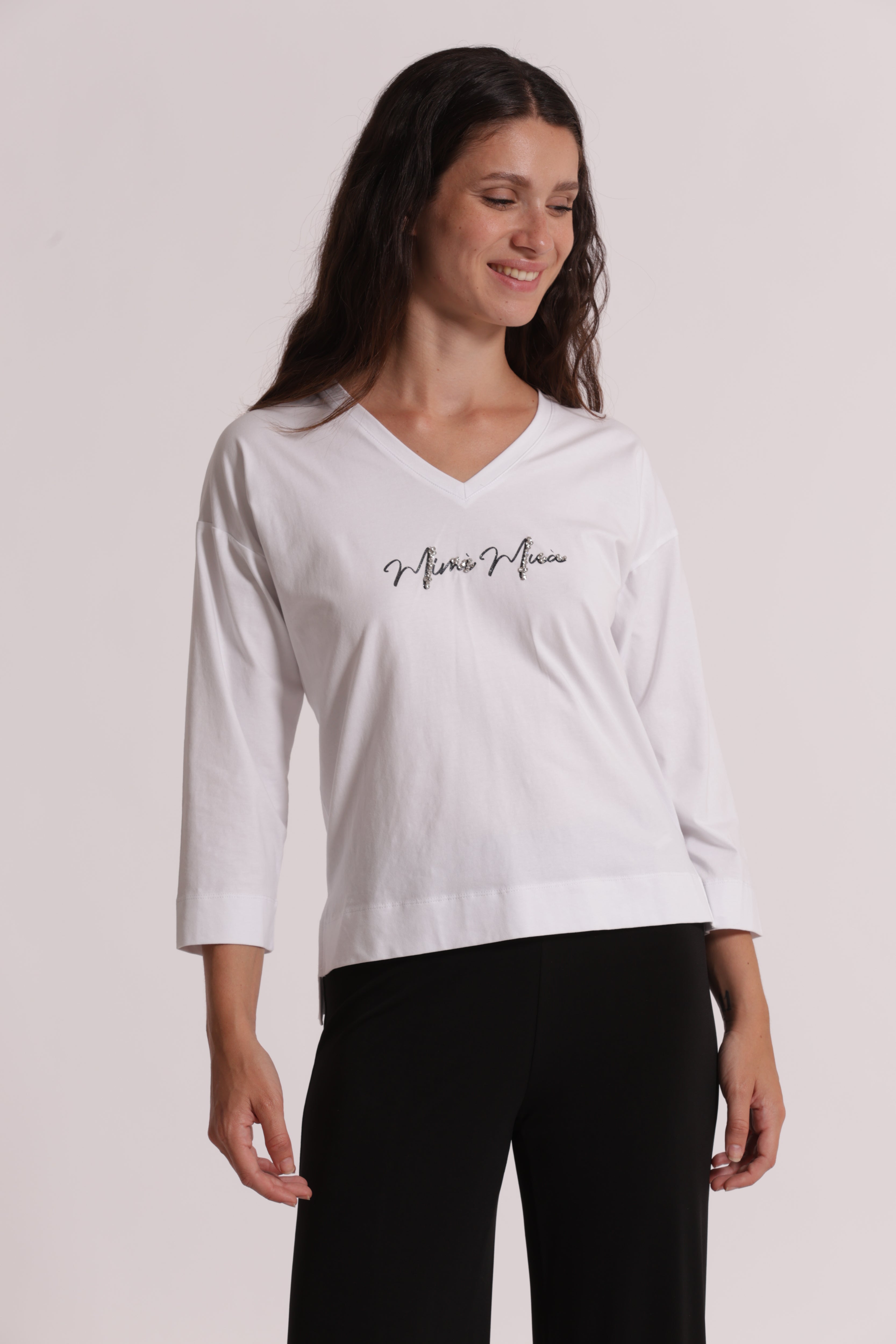 Mimi Mua T-Shirt Mimi-Mua Scollo V maniche lunghe