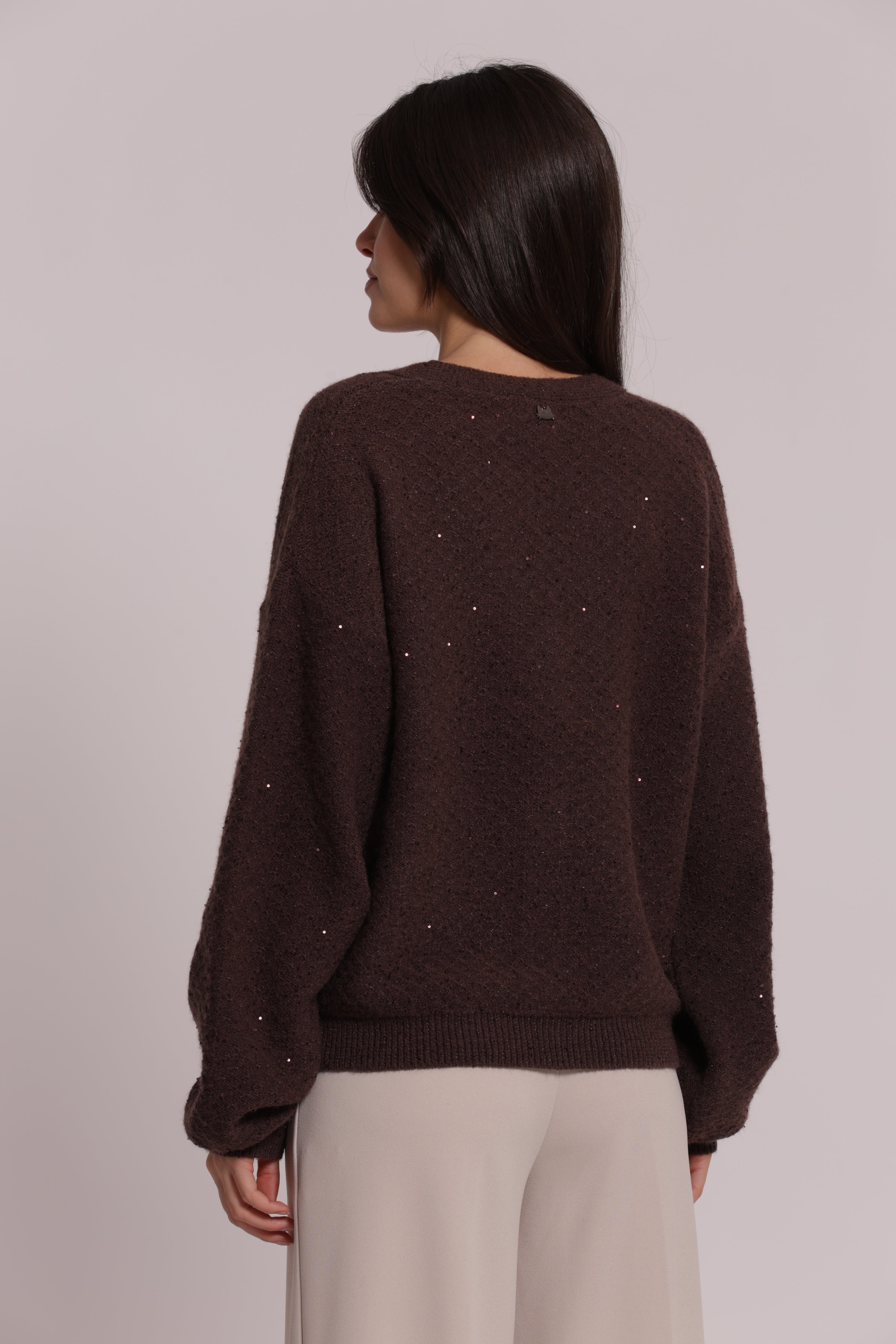 Mimi Mua Cardigan Maglia con Paillettes Nero