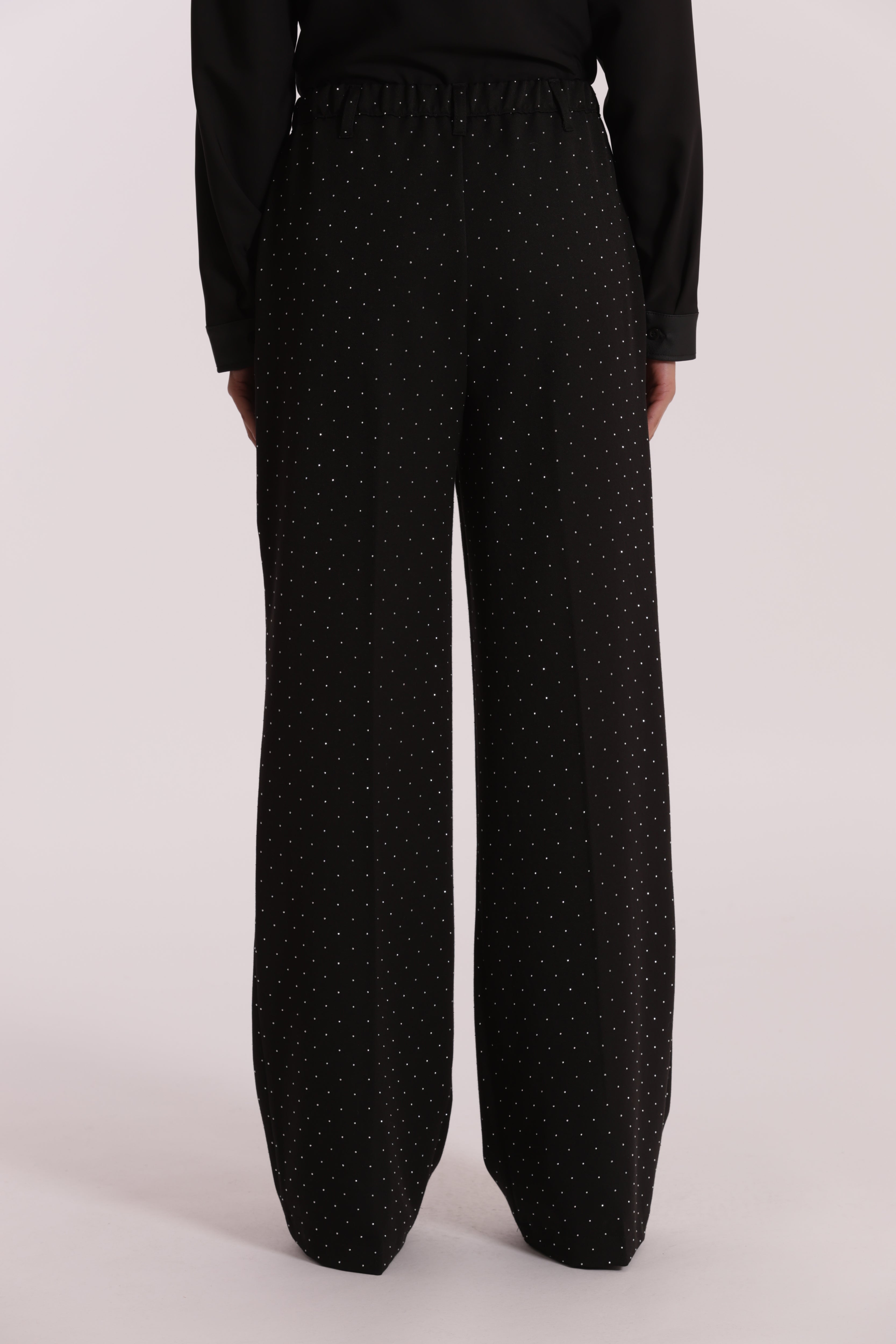 Mimi Mua pantalone palazzo strass nero