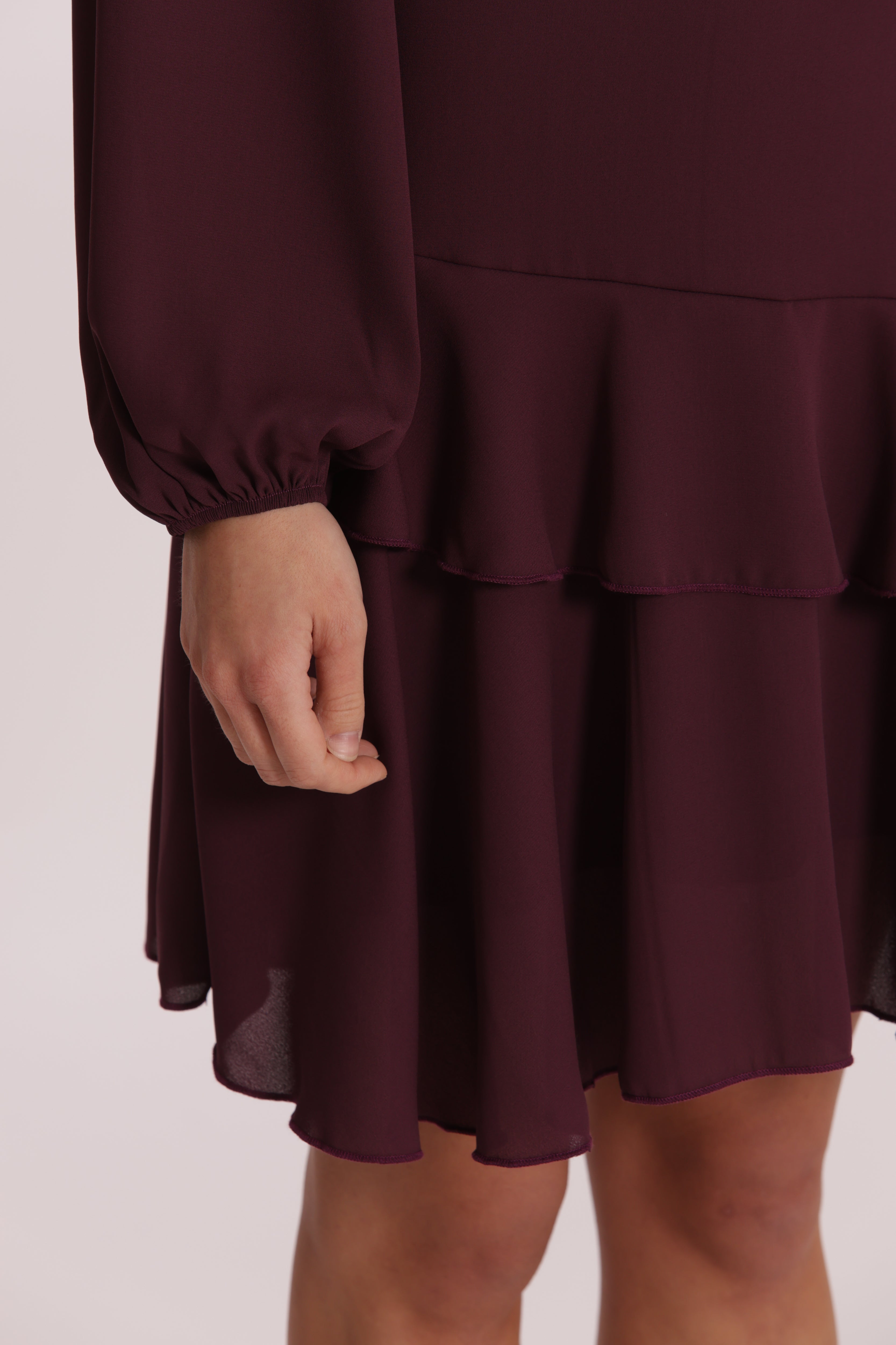 Mimi Mua Abito Corto in Georgette con Rouches Nero