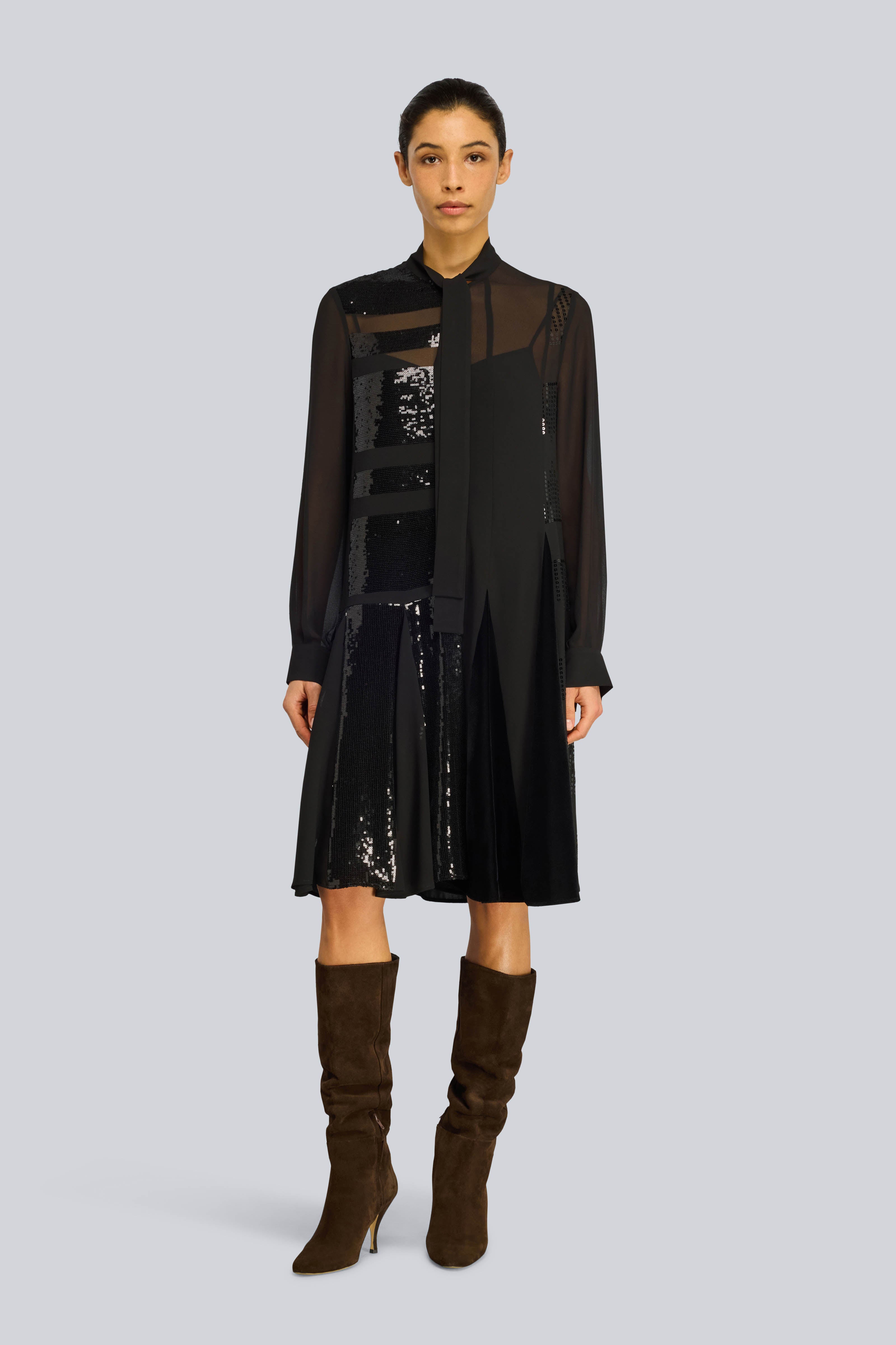 Semicouture Flo abito georgette ricamato nero