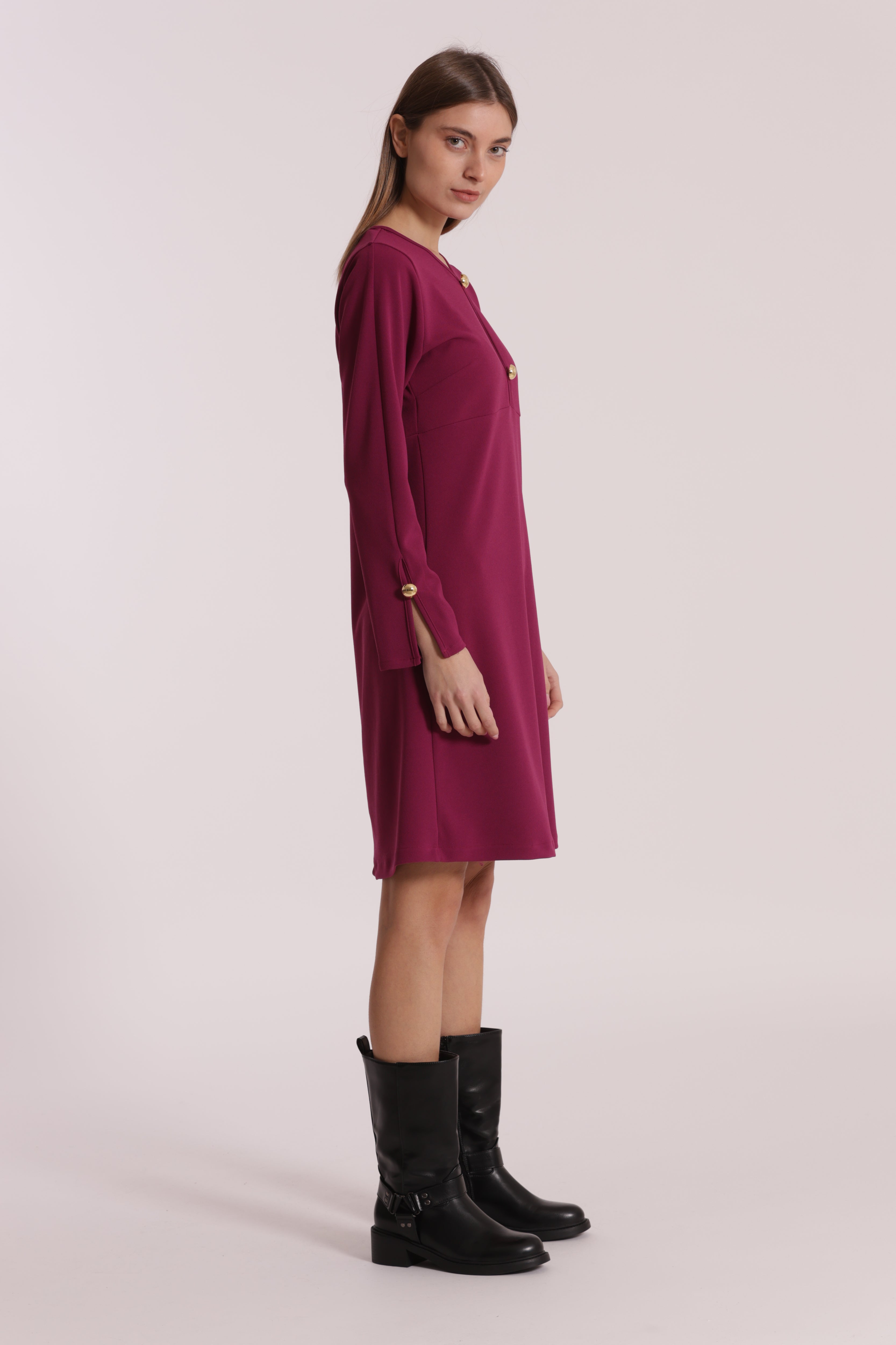 Mimi Mua Abito Corto in Crepe con Bottoni vestito nero