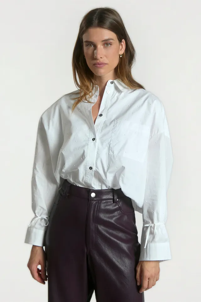 Aaiko Mikkie camicia bianca in popeline strass