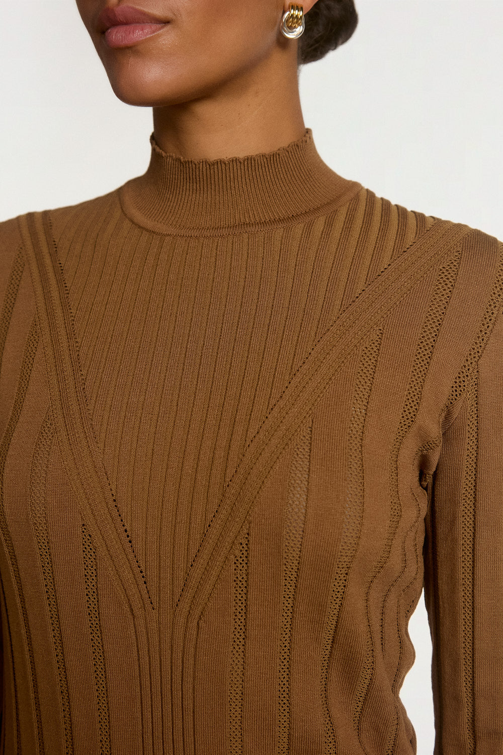 Aaiko Vida maglia marrone scollo a V