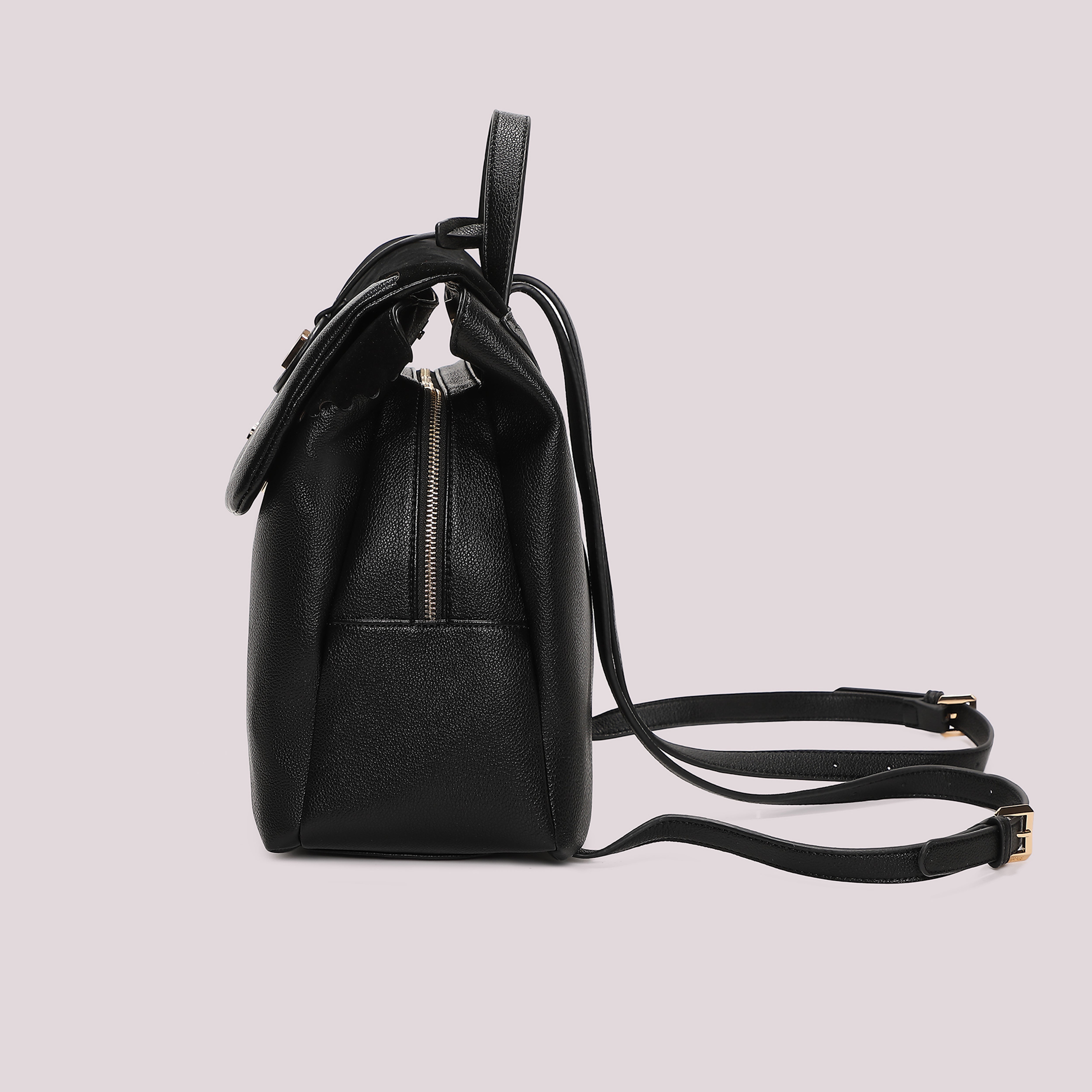 Mimi Mua Zaino Patch Diagonale Effetto Camoscio Nero