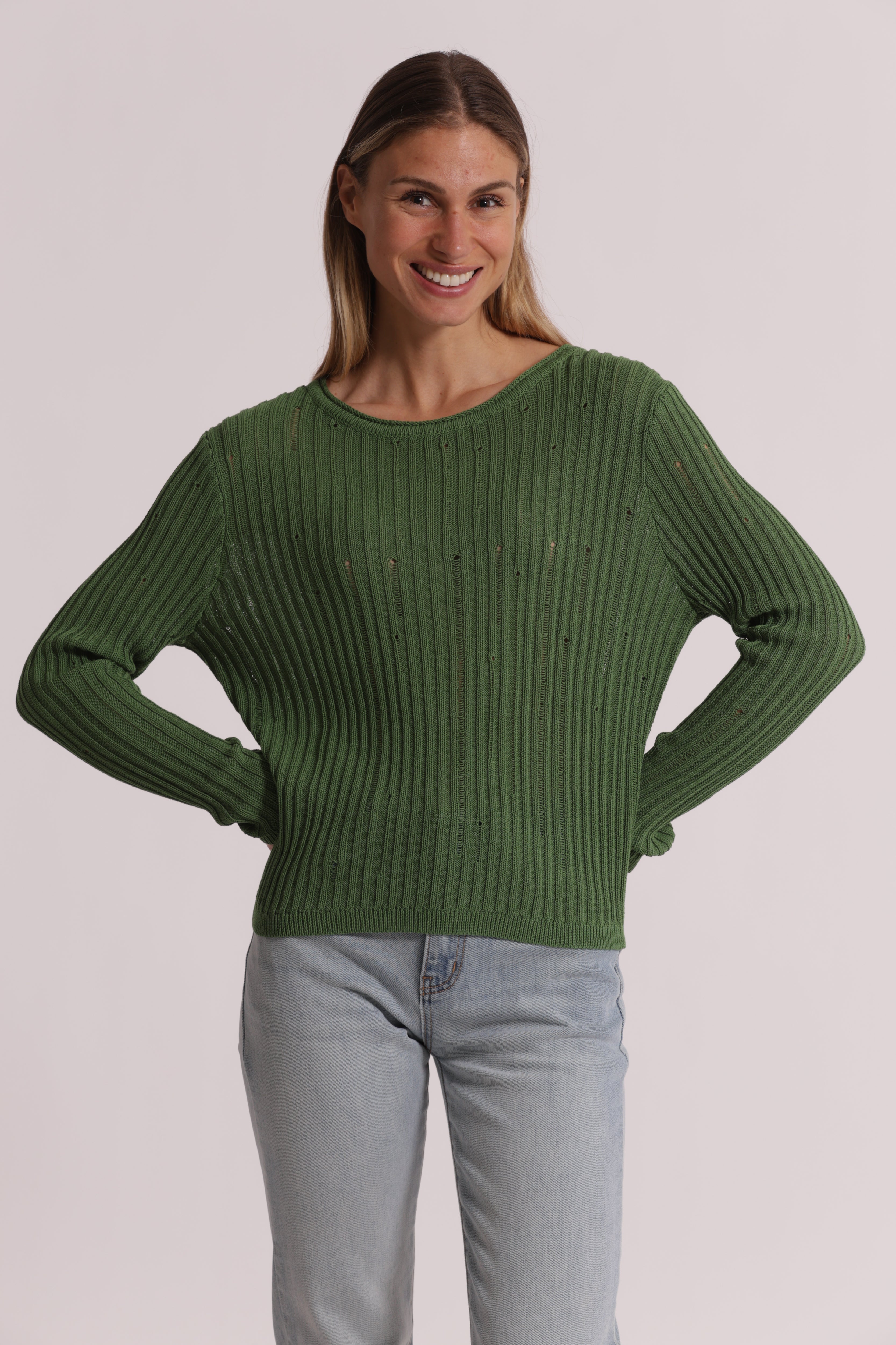 Mimi Mua Dettagli Smagliati Maglia Nero Viscosa