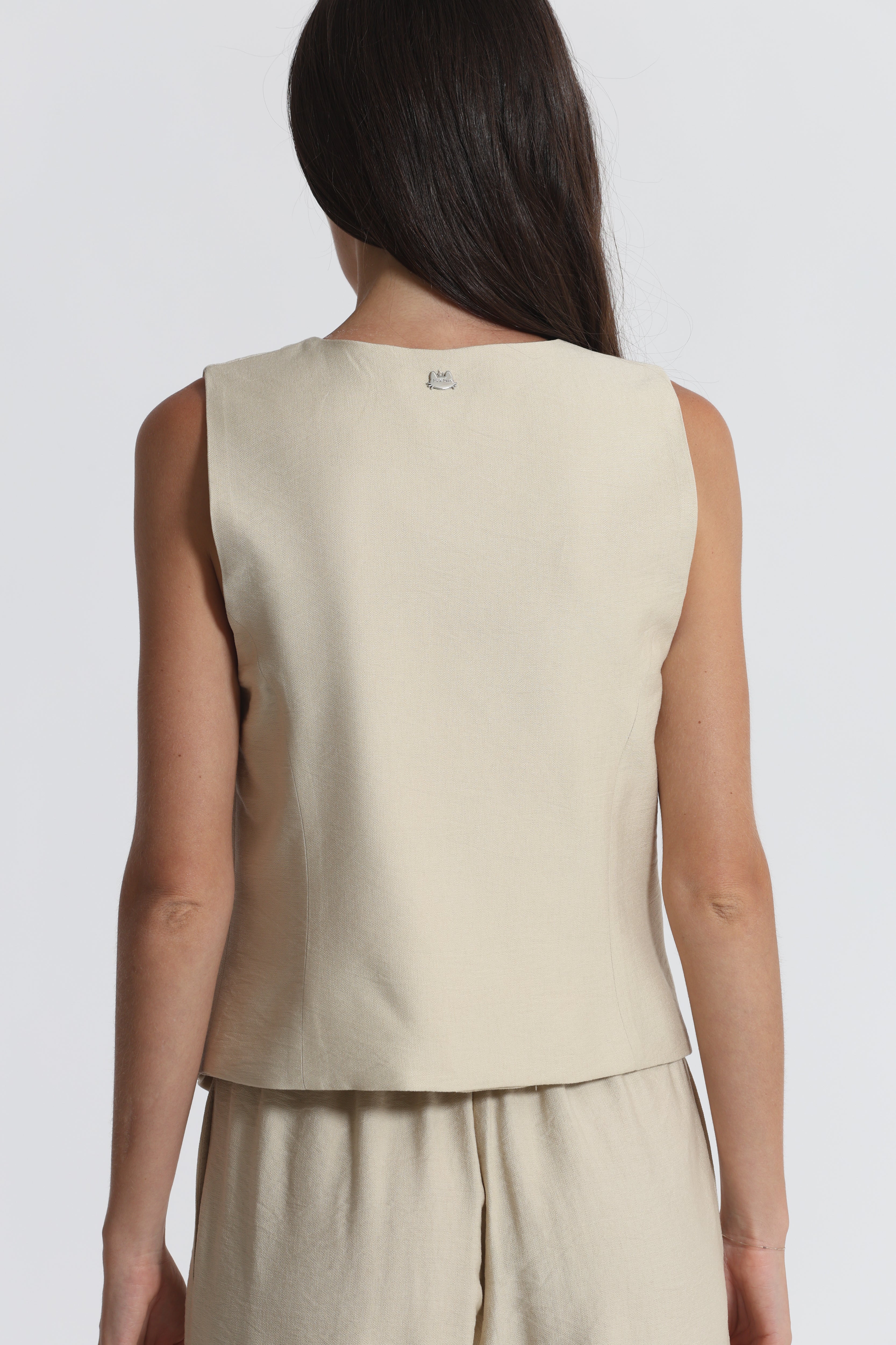 Mimi Mua Gilet Basic Viscosa Nylon Bianco