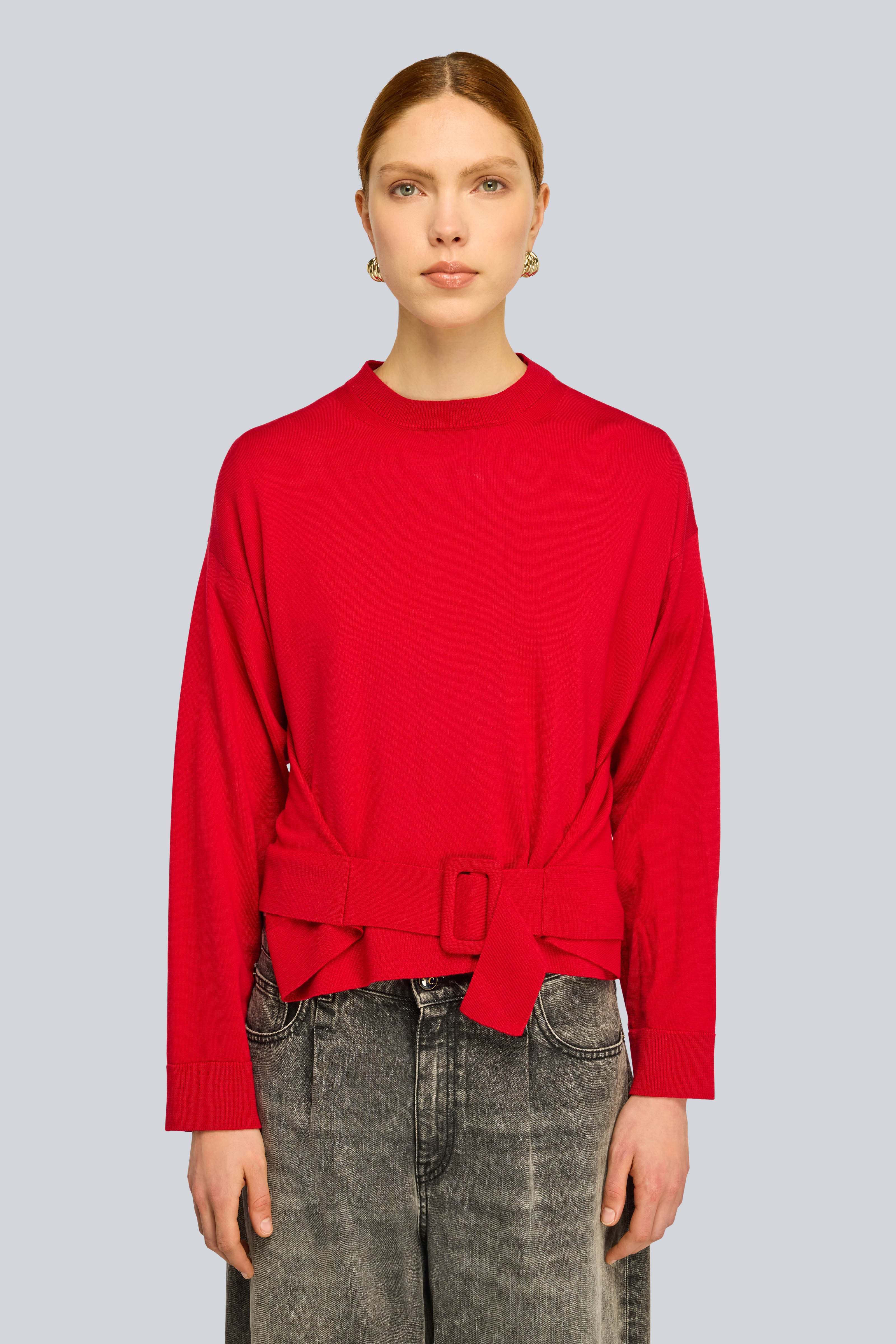 Semicouture Norma maglia rosso lacca fibbia