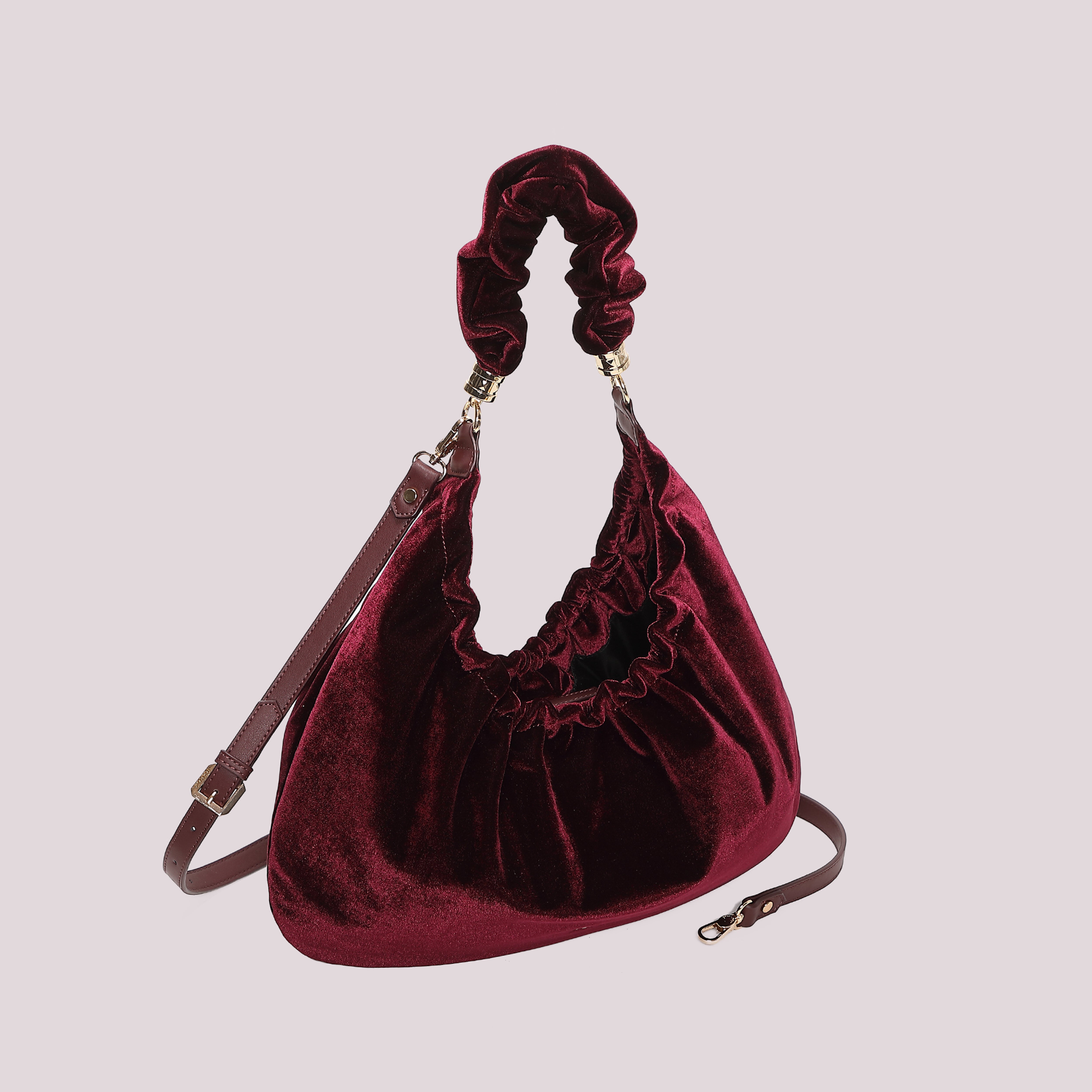 Mimi Mua Borsa Sacca Velluto Nero 43cm Tracolla