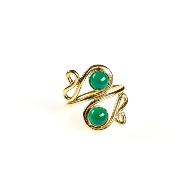 On Earth Euridice anello ottone dorato regolabile