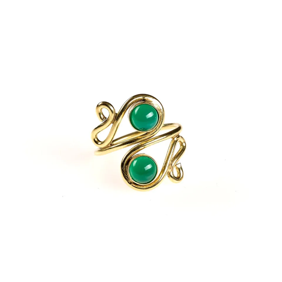 On Earth Euridice anello ottone dorato regolabile