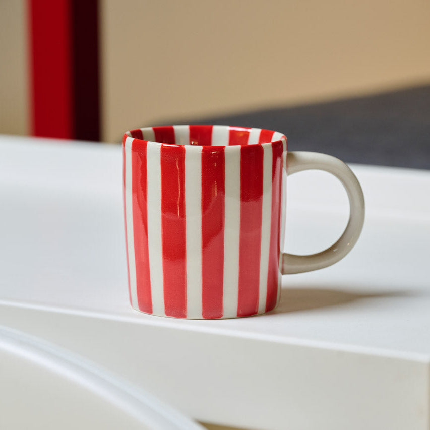 On Earth Righe mug ceramica gialla 9 cm rigata