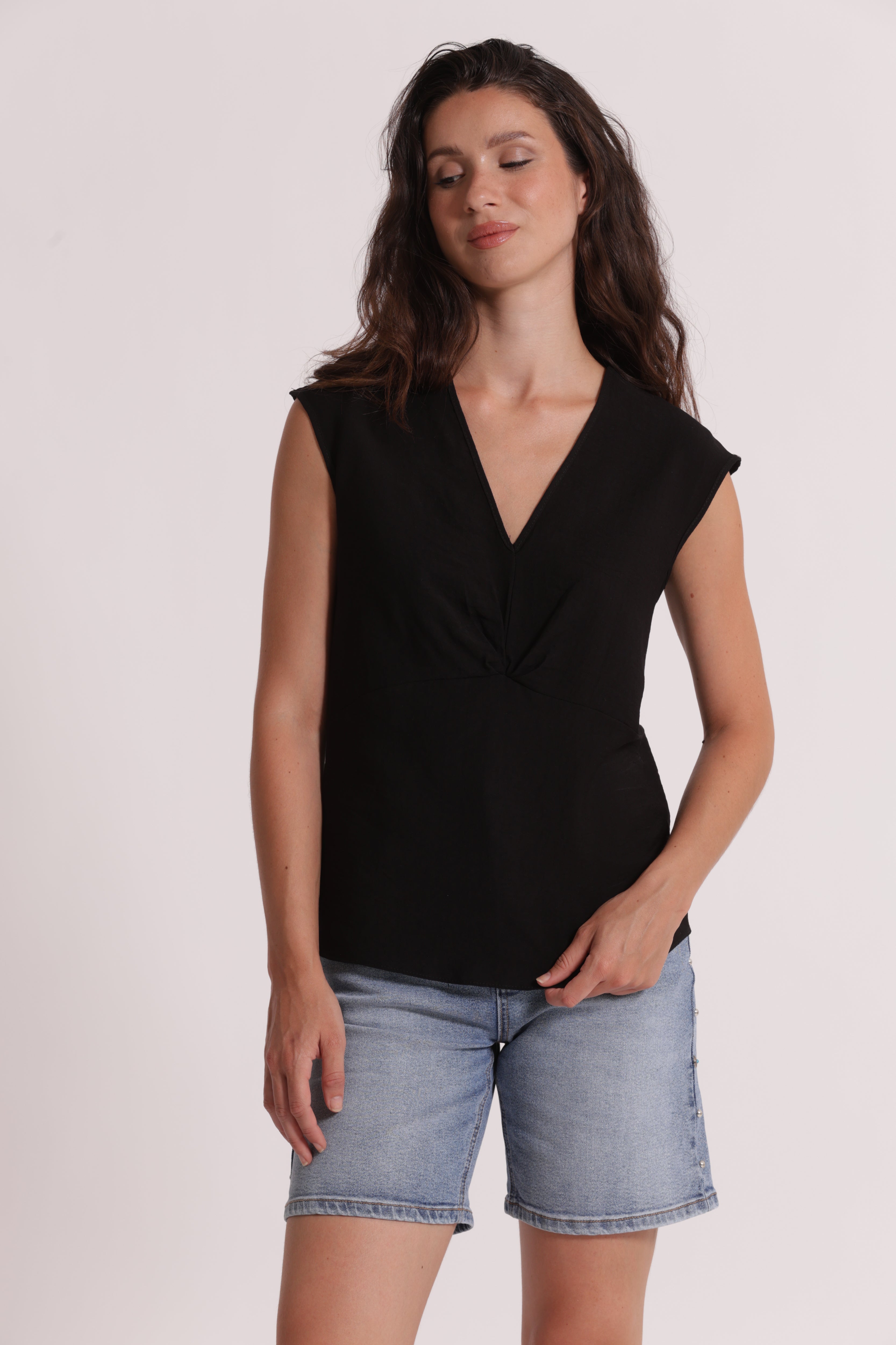 Mimi Mua Viscosa blusa bianco manica lunga