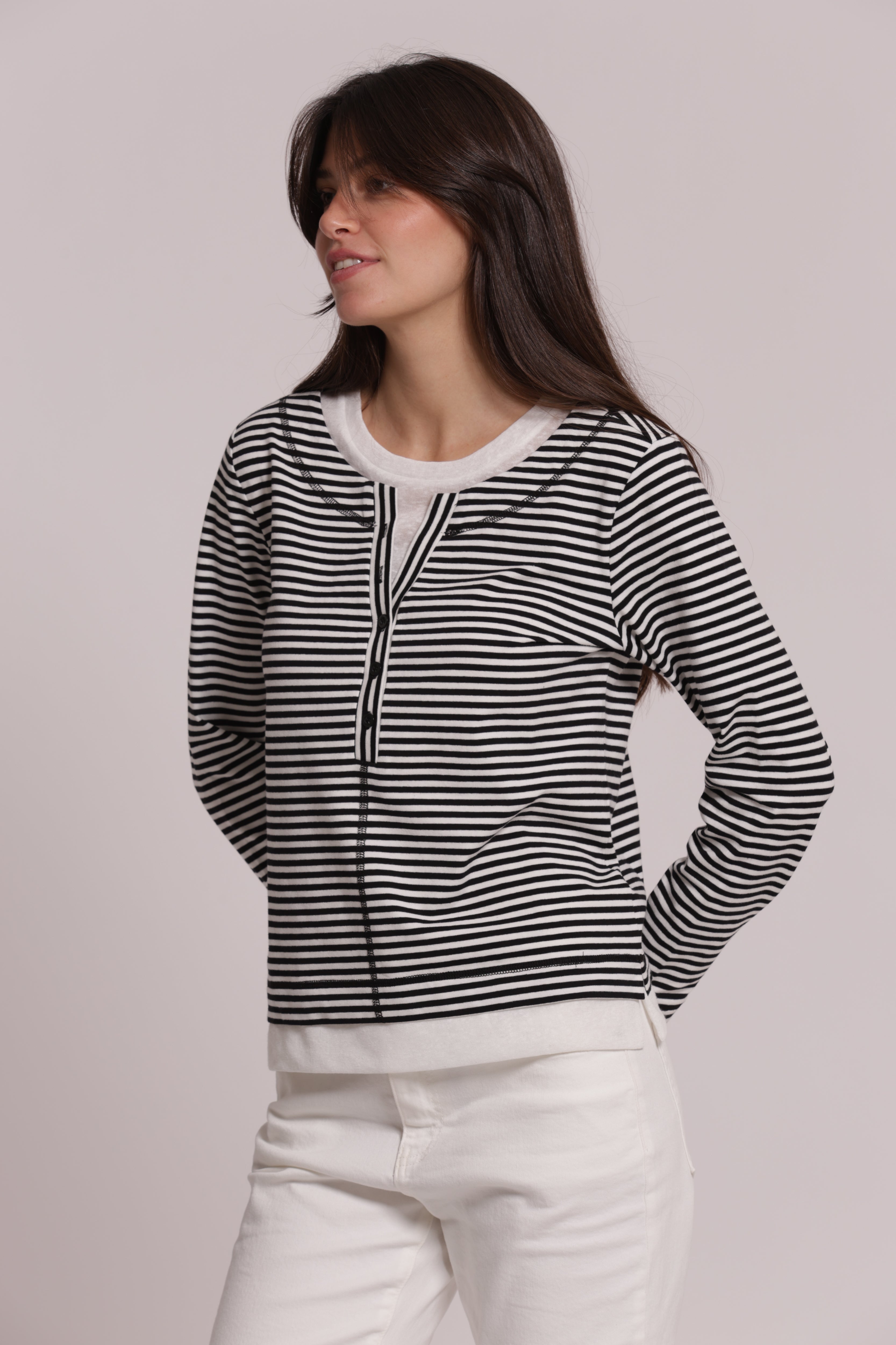 Mimi Mua t-shirt doppia righe nero/bianco cotone