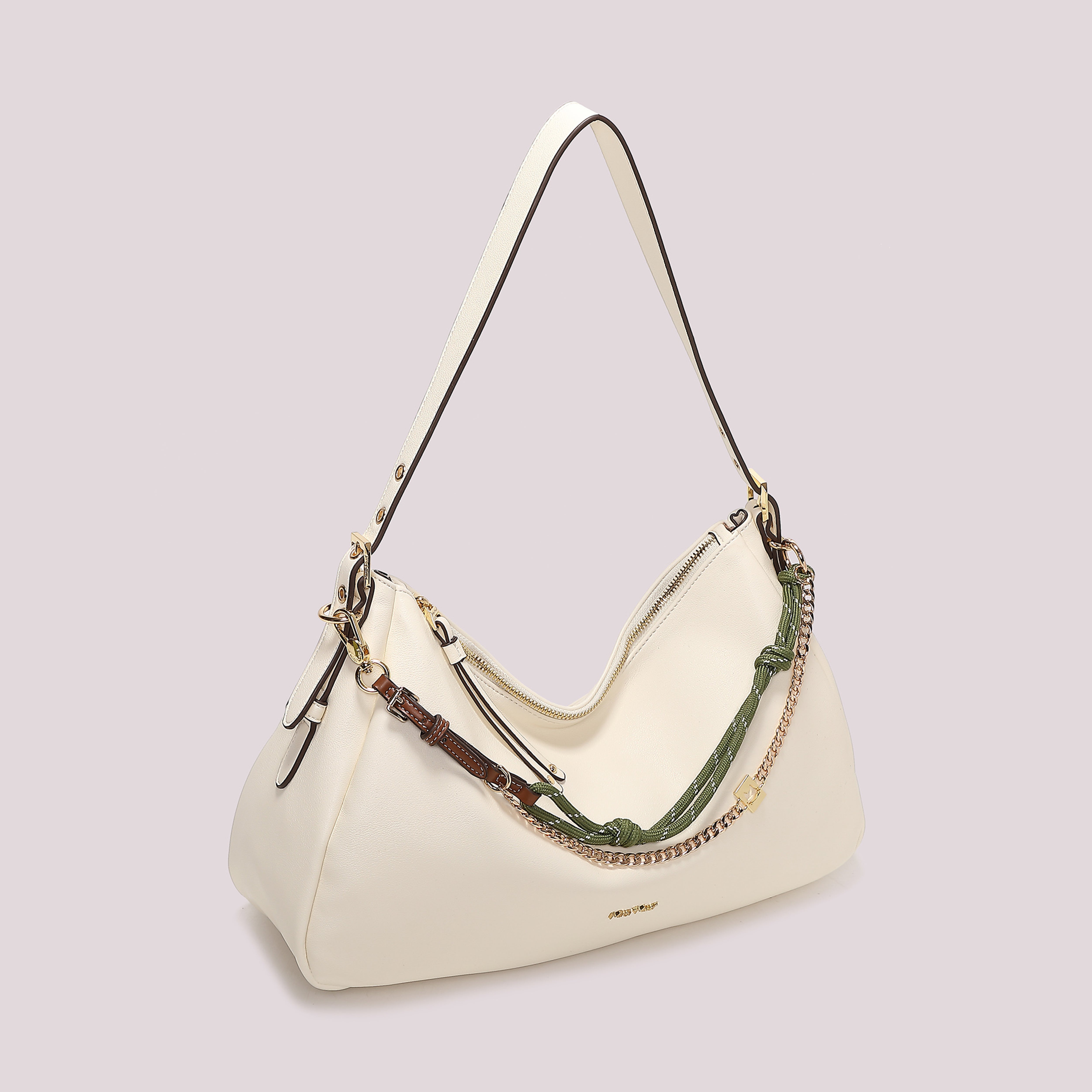 Mimi Mua Borsa a spalla bianca con corda 37cm