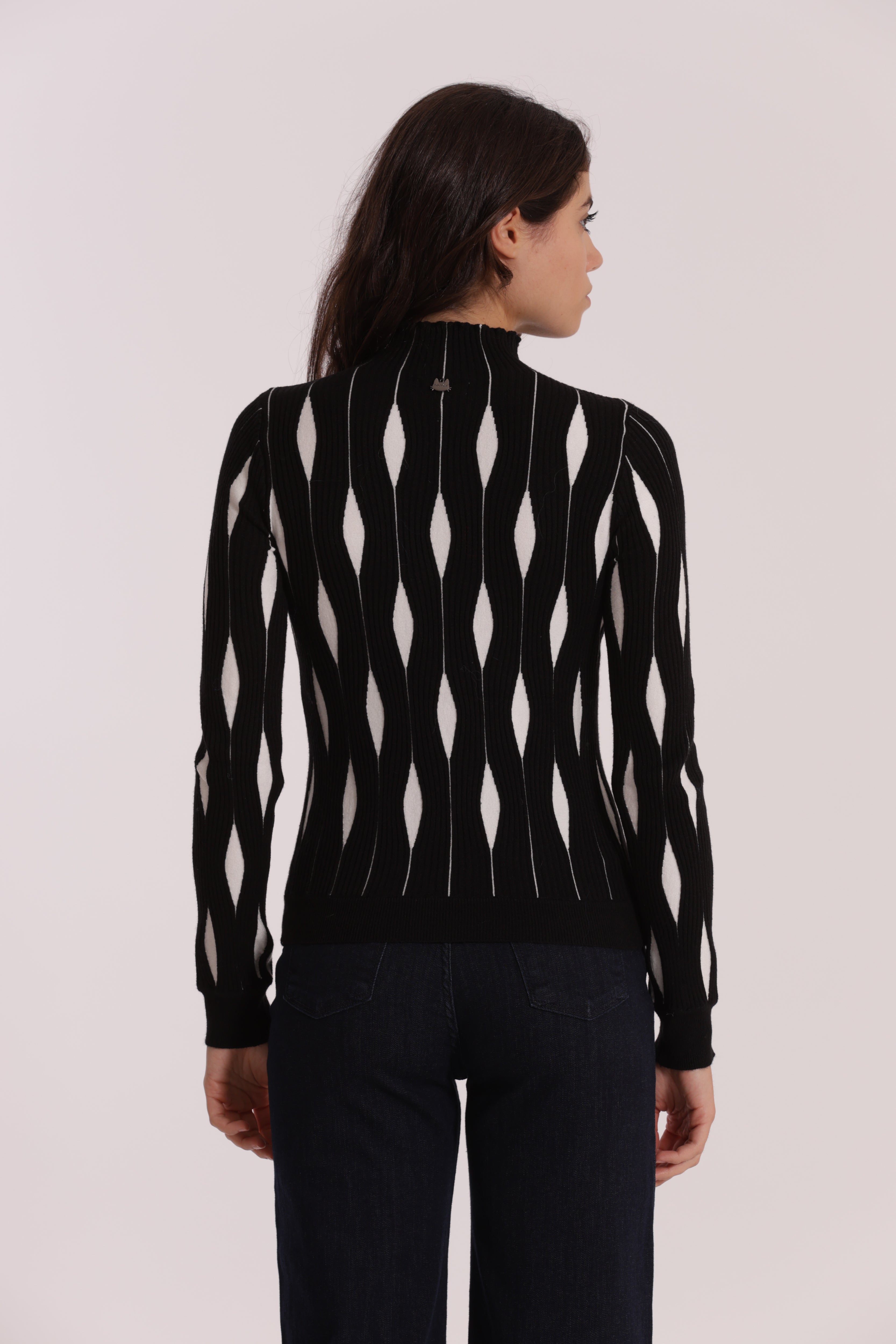 Mimi Mua Maglia Bicolor Rombi Nero/Bianco