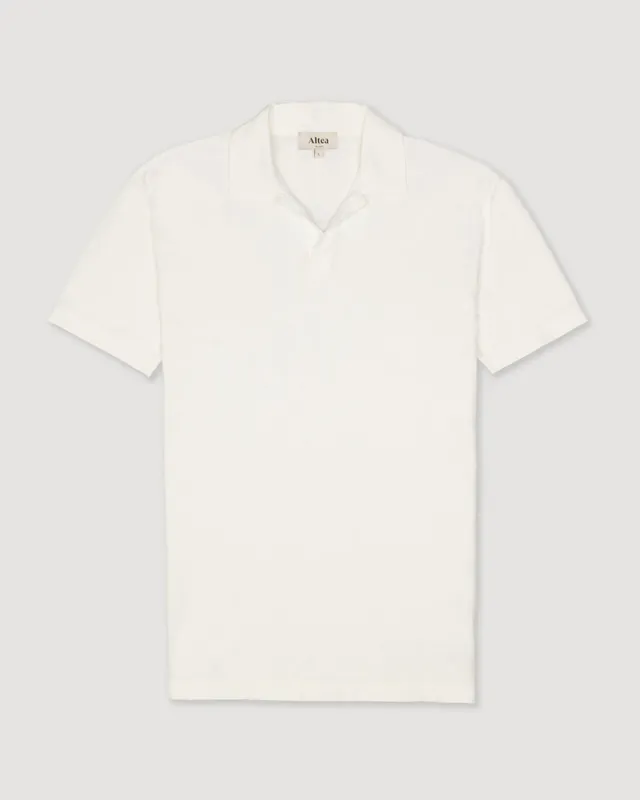 Altea Dennis polo cotone bianco jersey collo aperto