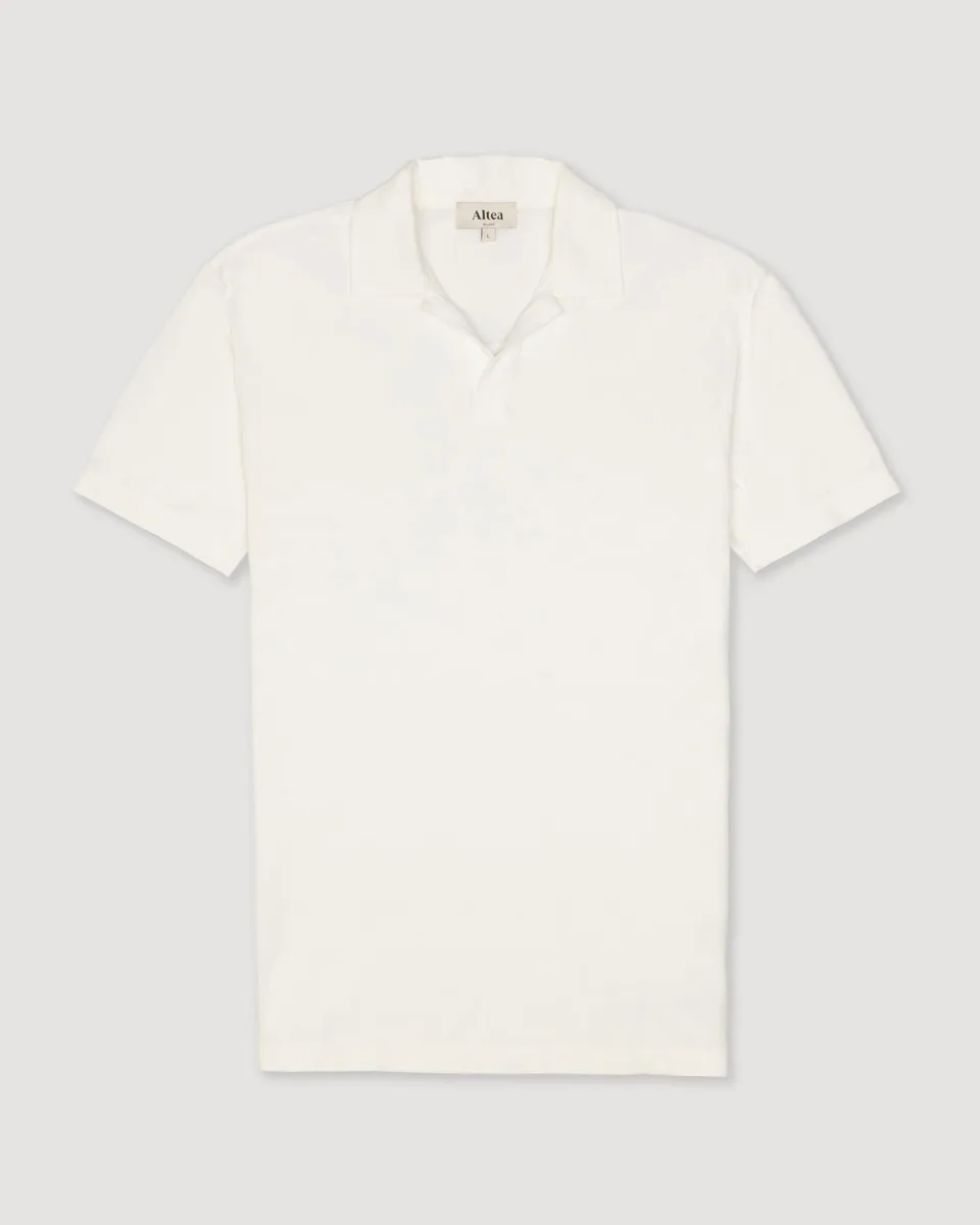 Altea Dennis polo cotone bianco jersey collo aperto