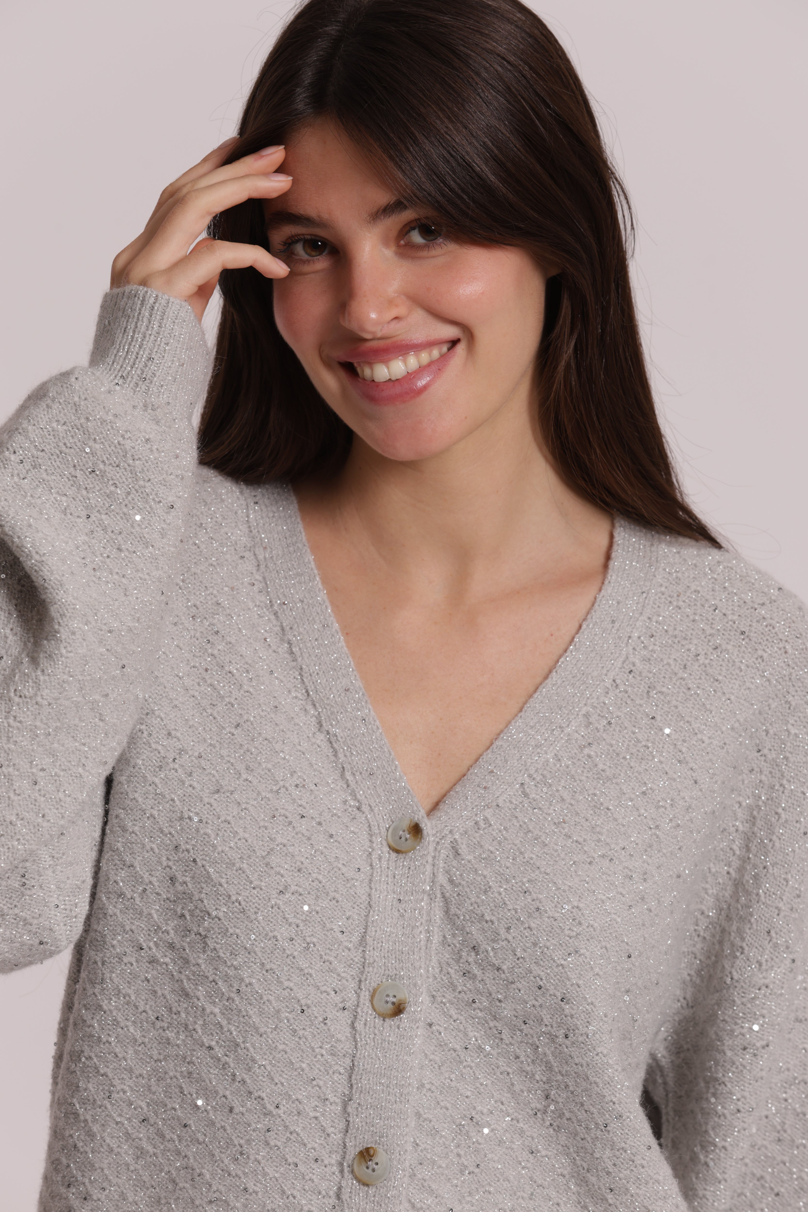 Mimi Mua Cardigan Maglia con Paillettes Nero