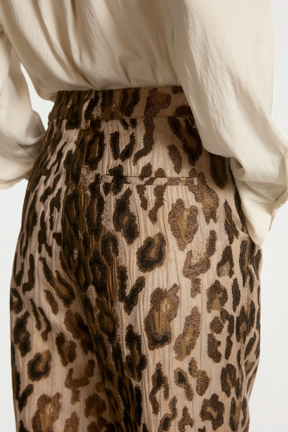 Aaiko Jet pantaloni animalier marrone lucido
