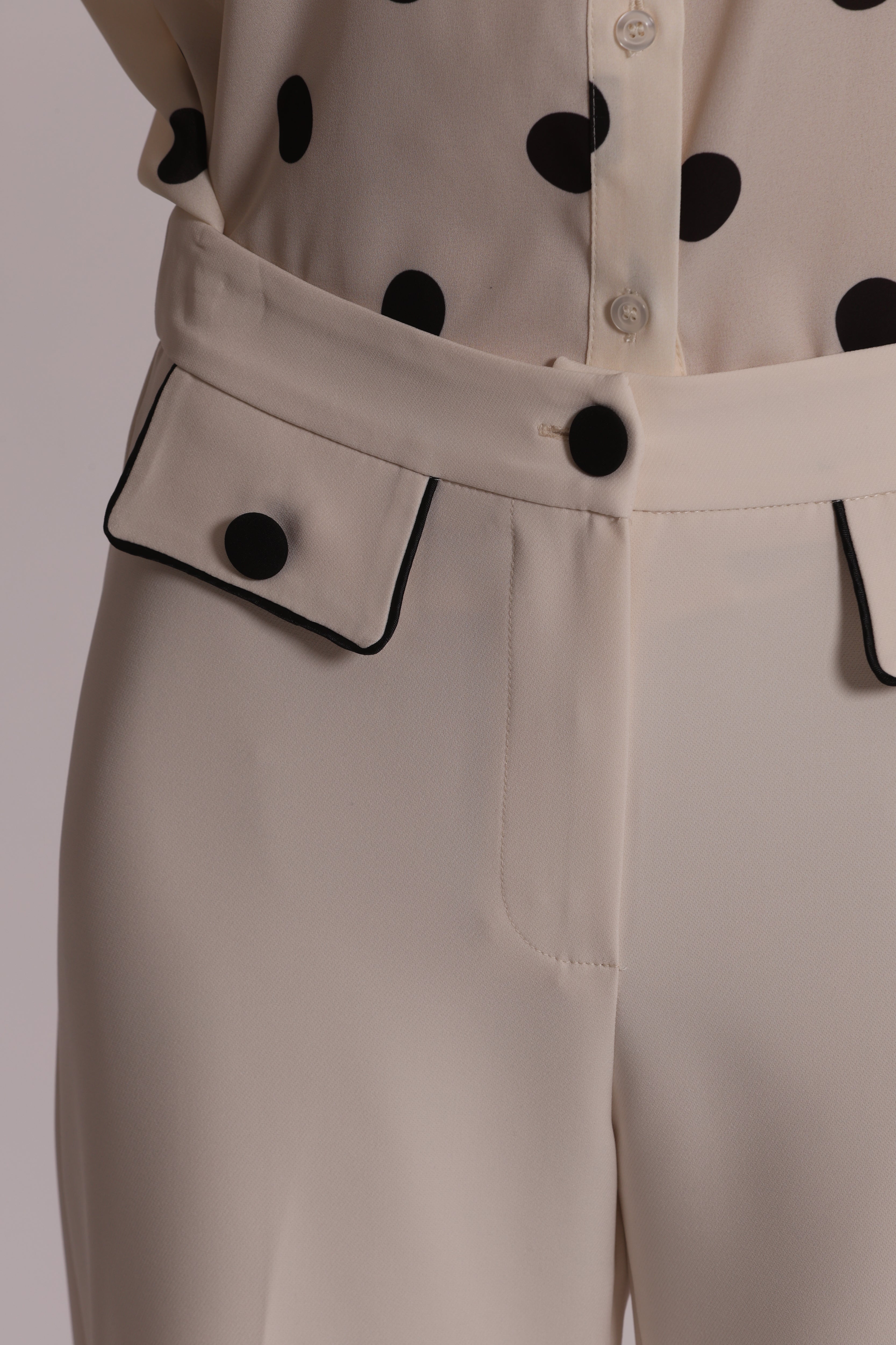 Mimi Mua pantalone bordi contrasto latte bicolore