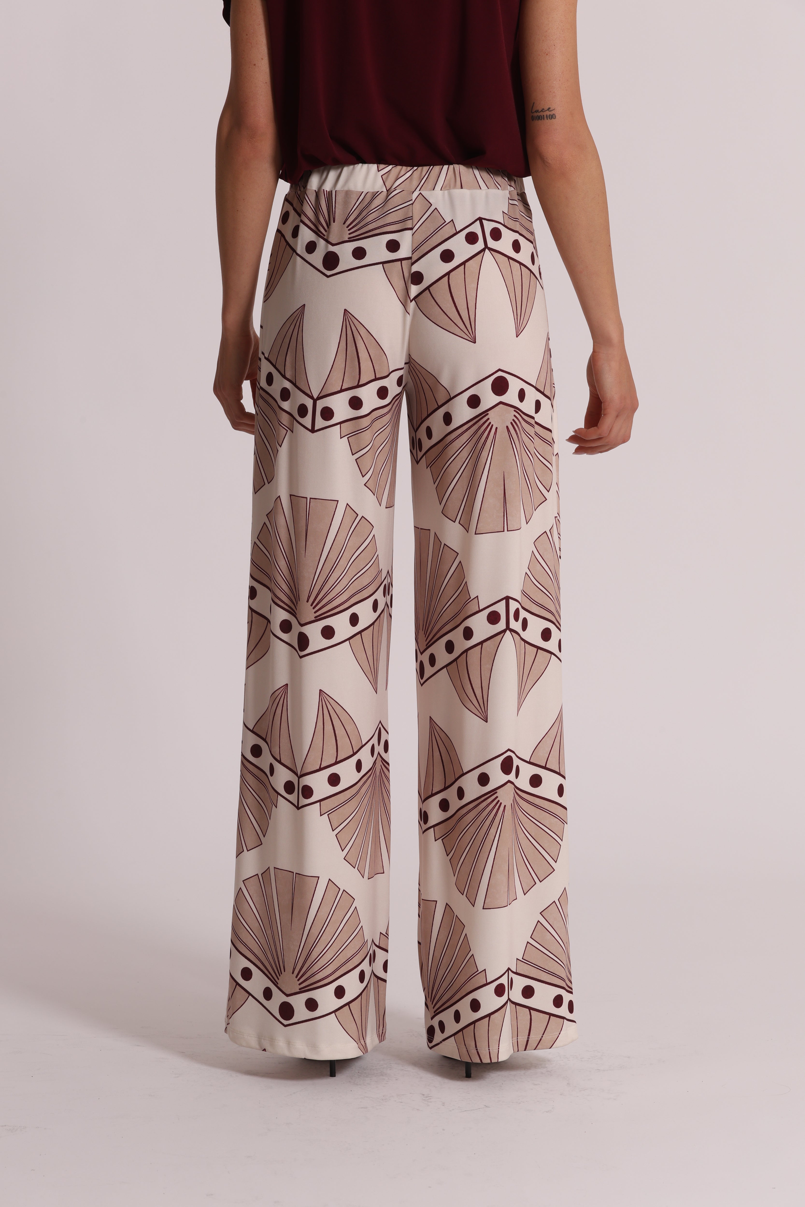 Mimi Mua Pantalone Ity Fantasia pantaloni panna elasticizzato