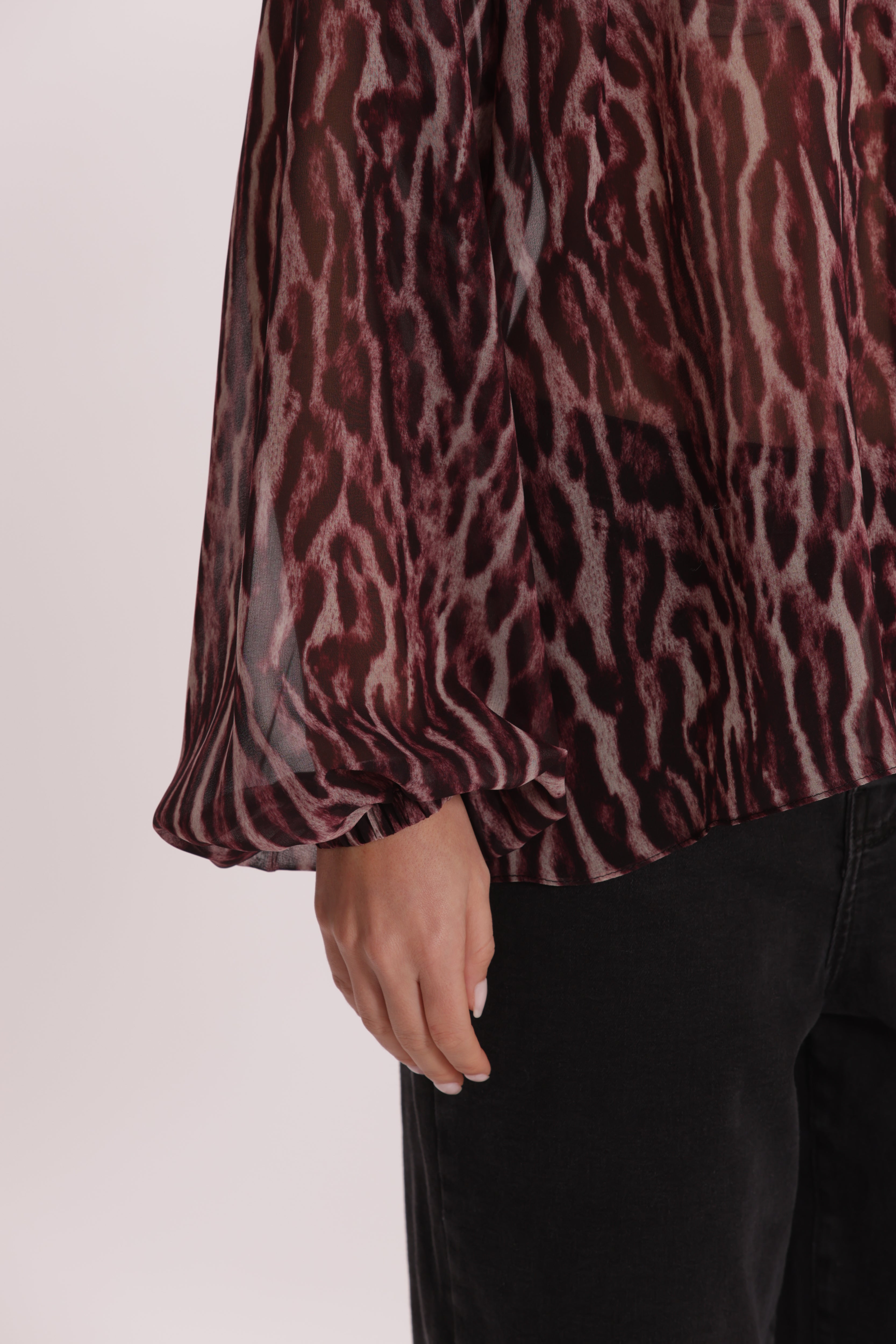 Mimi Mua Camicia Over Animalier Burgundy
