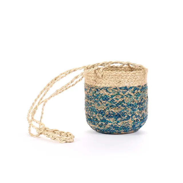 On Earth Sika Braided cesto juta blu 18 cm appendibile