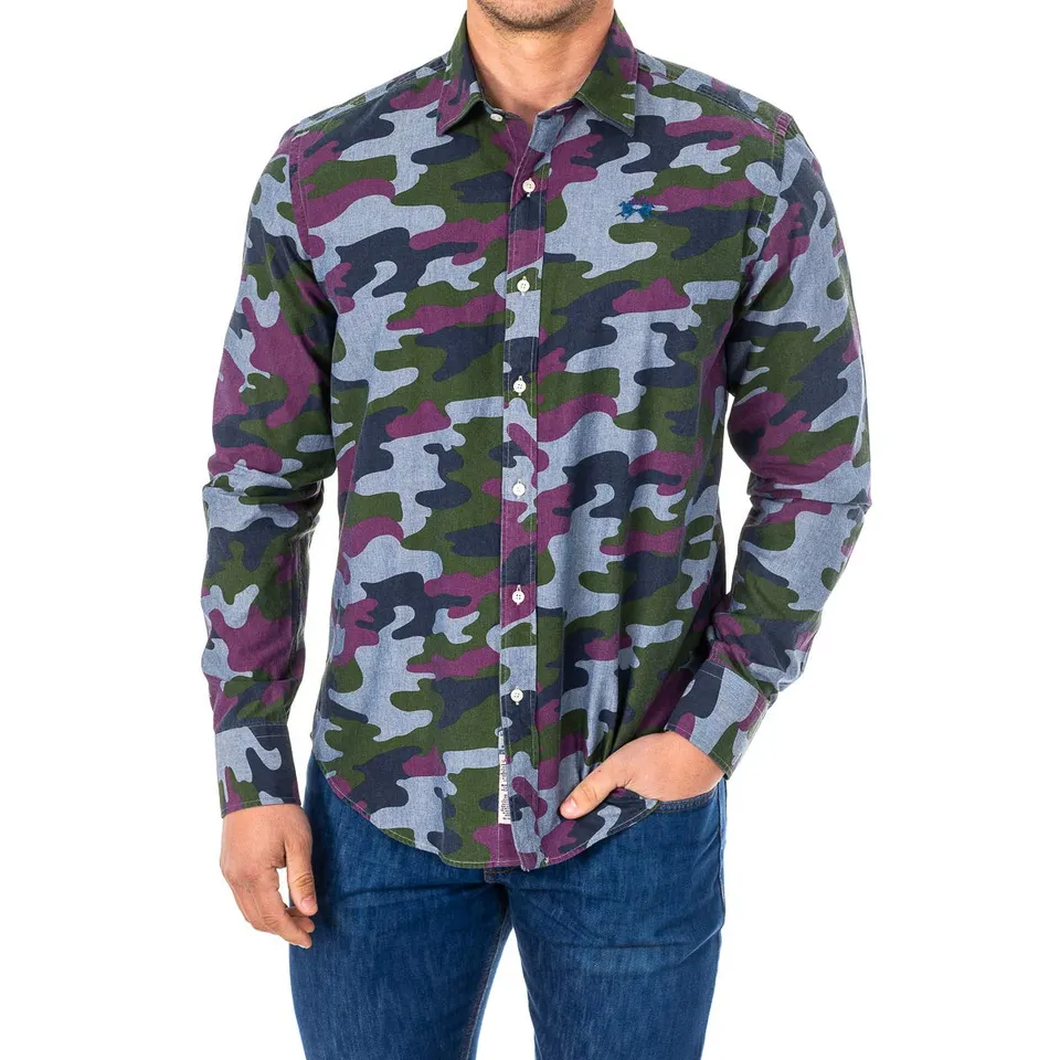La Martina LMC033 camicia uomo manica lunga collo rever