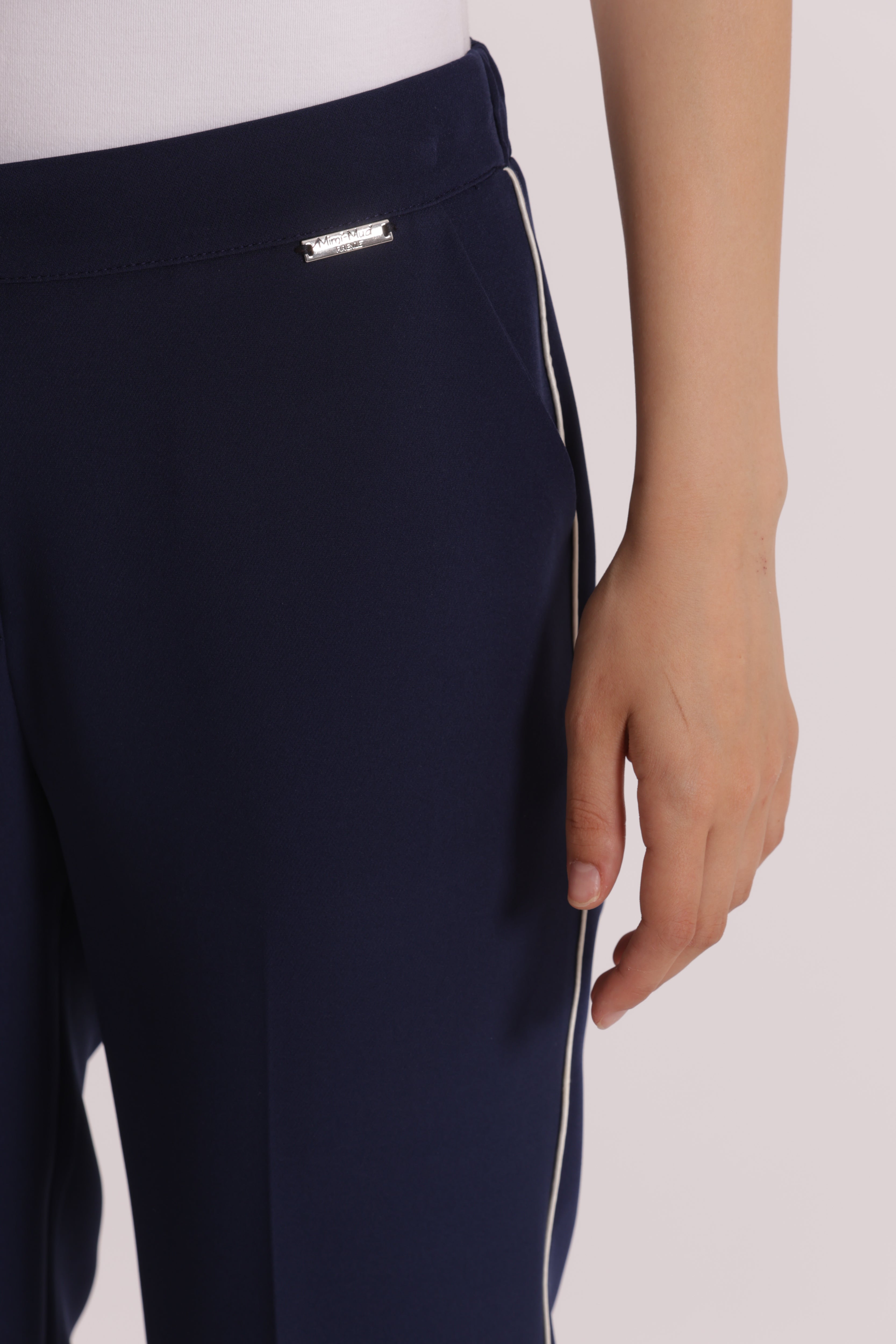 Mimi Mua Pantalone Bottone Contrasto Latte Classico