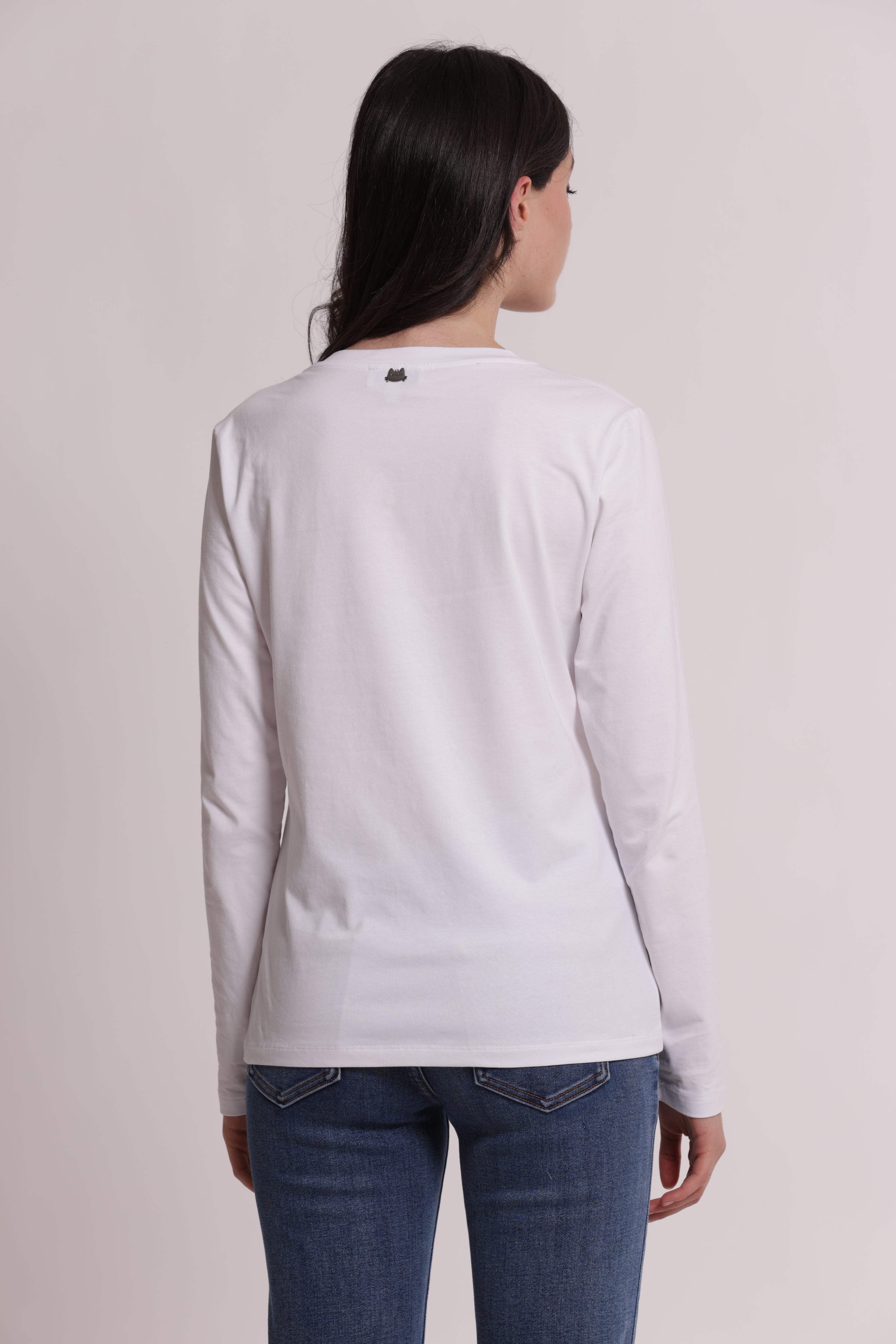 Mimi Mua T-Shirt Coolest Kitty Maniche Lunghe Bianca