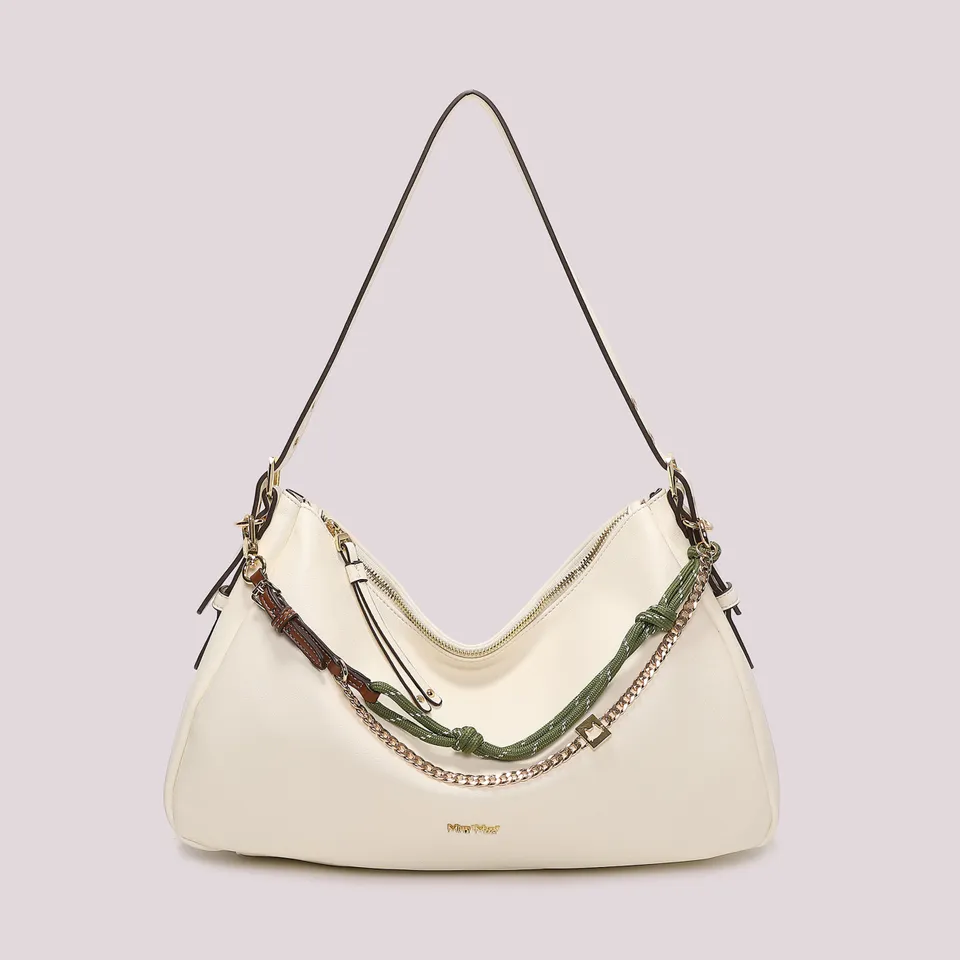 Mimi Mua Borsa a spalla bianca con corda 37cm