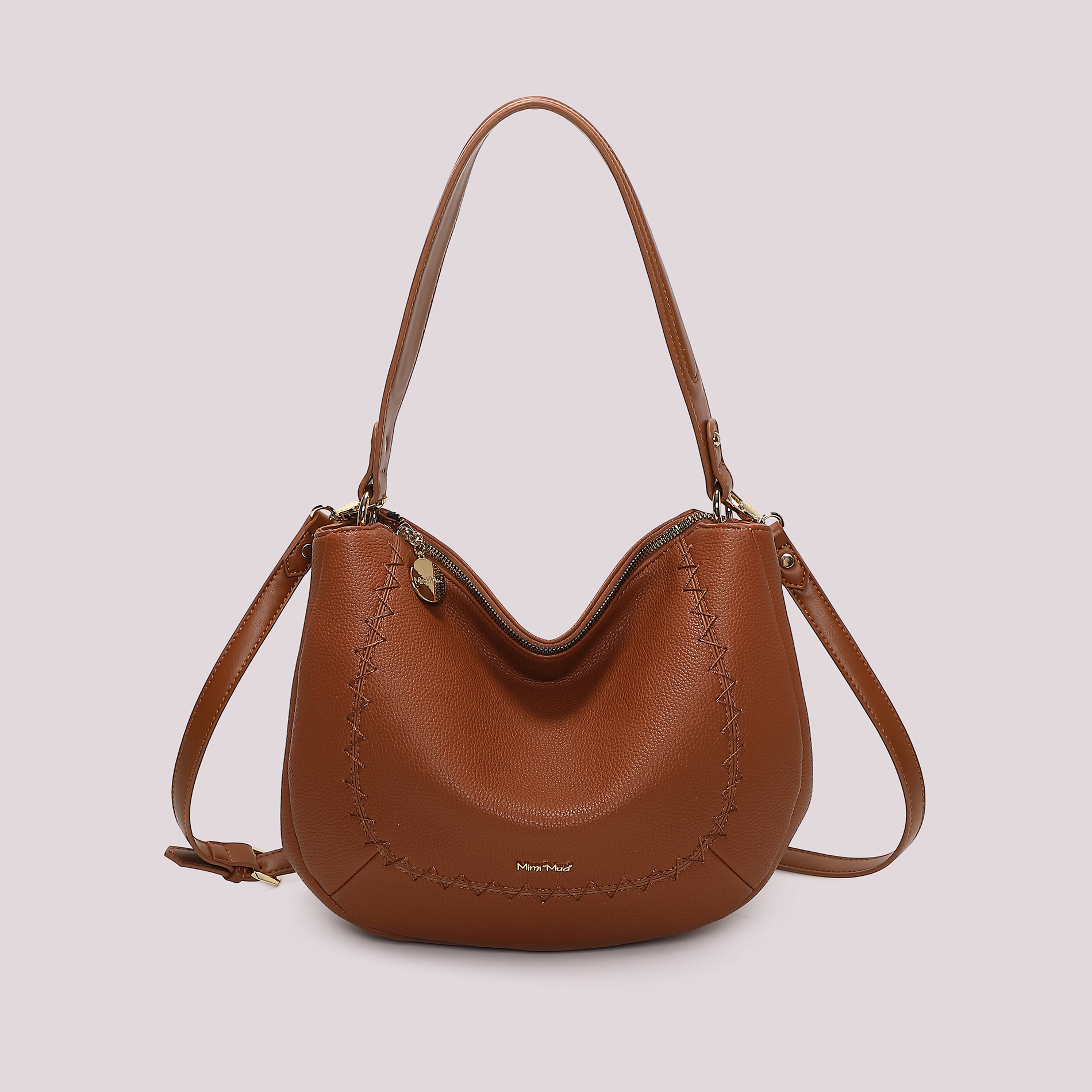 Mimi Mua Borsa Spalla Cuciture Vista Nera 28cm