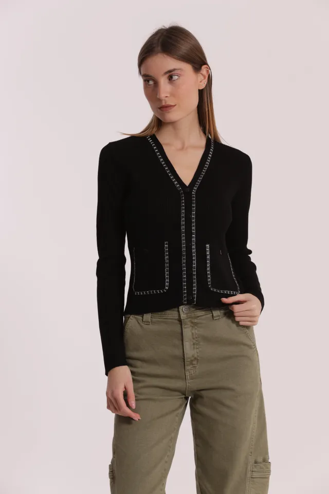 Mimi Mua Cardigan con Catena maglia calda panna
