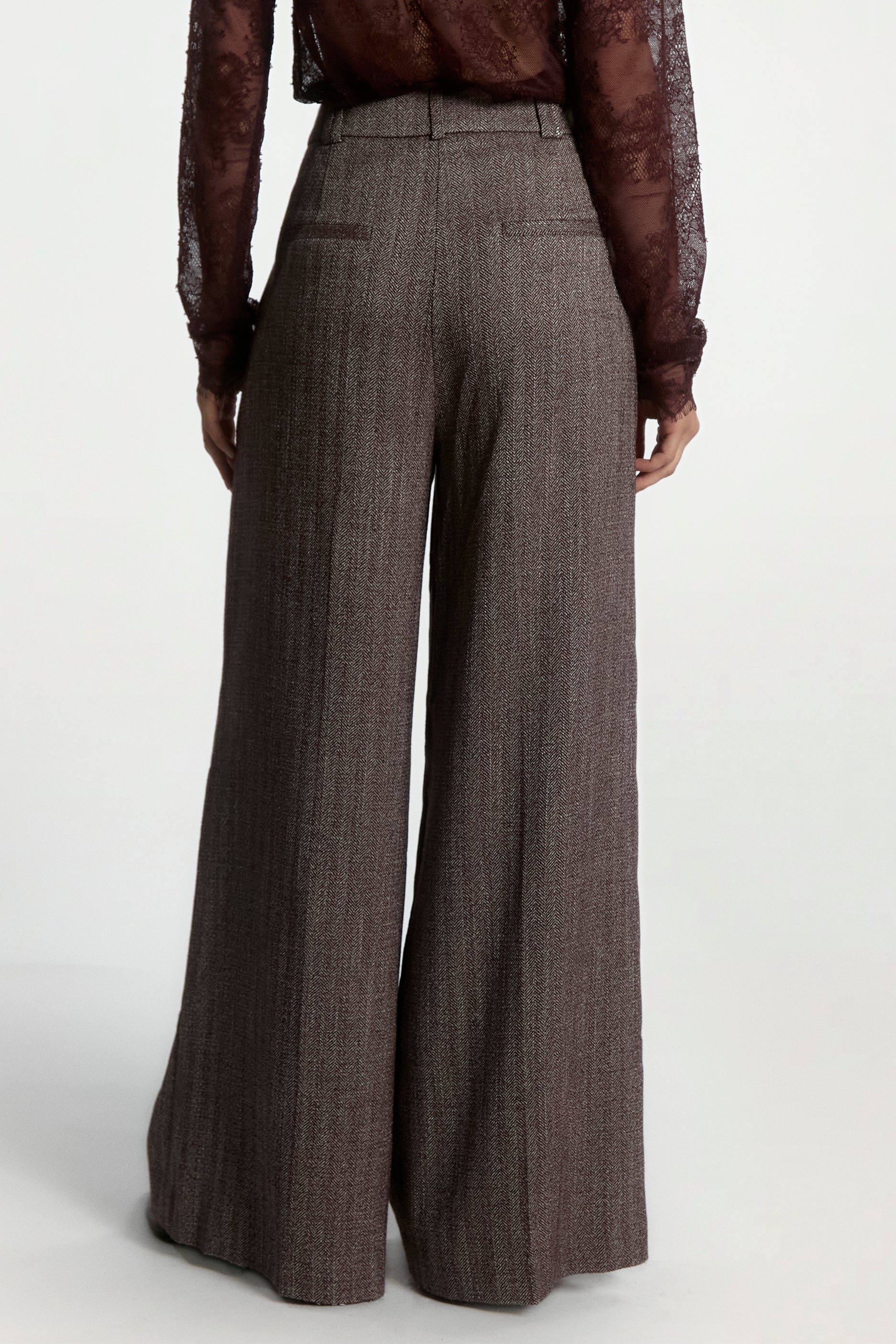 Aaiko Nore pantaloni melange bordeaux gamba larga