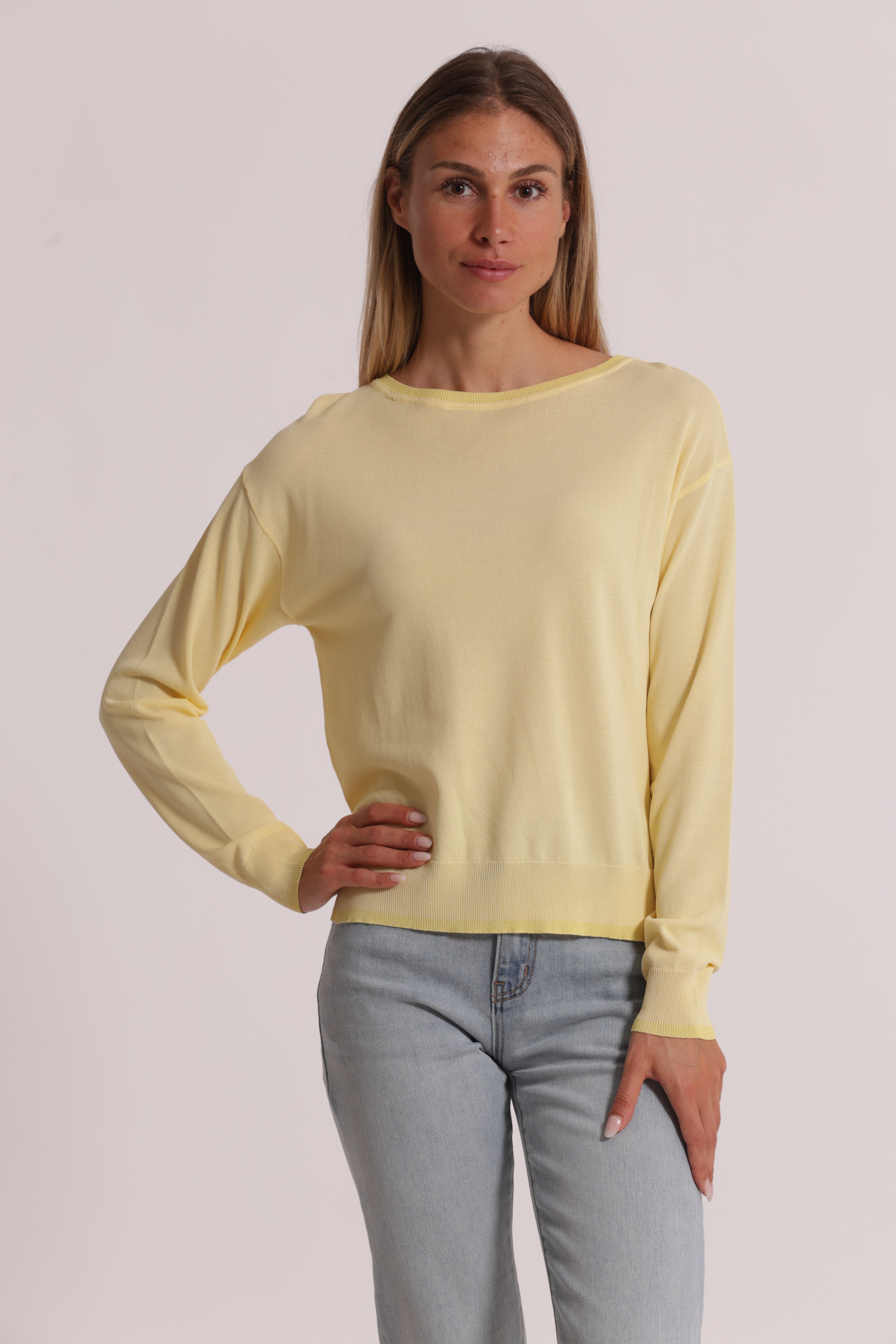 Mimi Mua Maglia Maniche Lunghe Lurex Panna