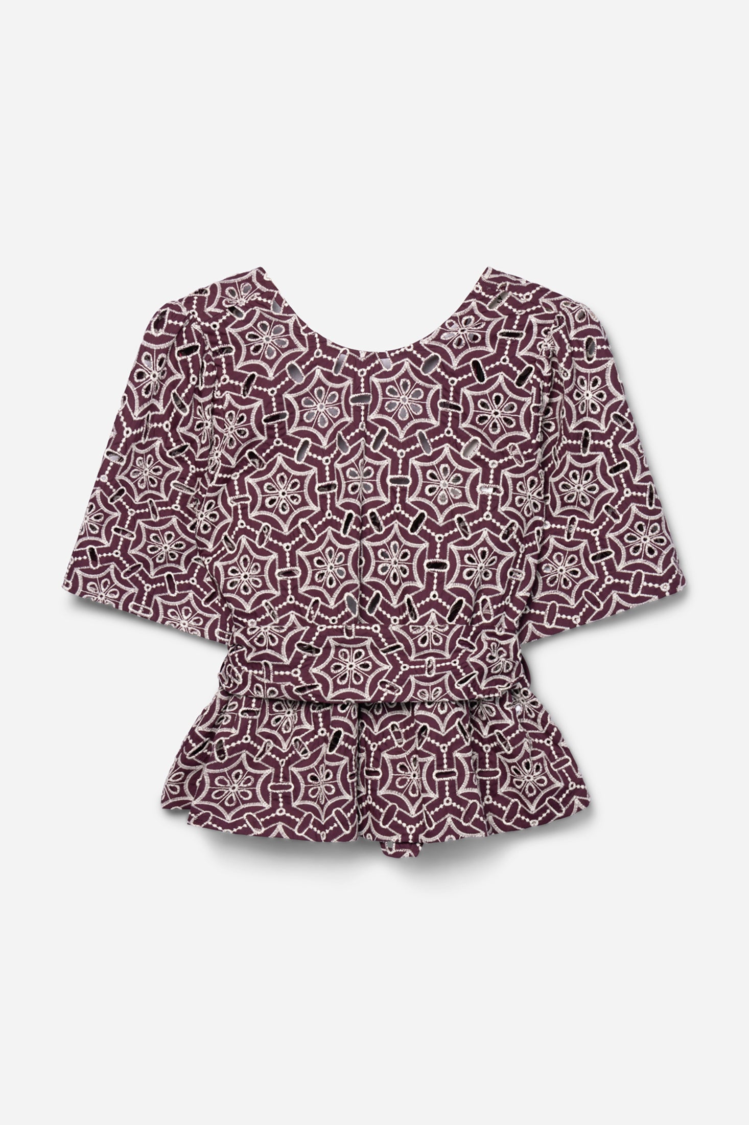 Aaiko Georgie top viola fig traforato maniche corte