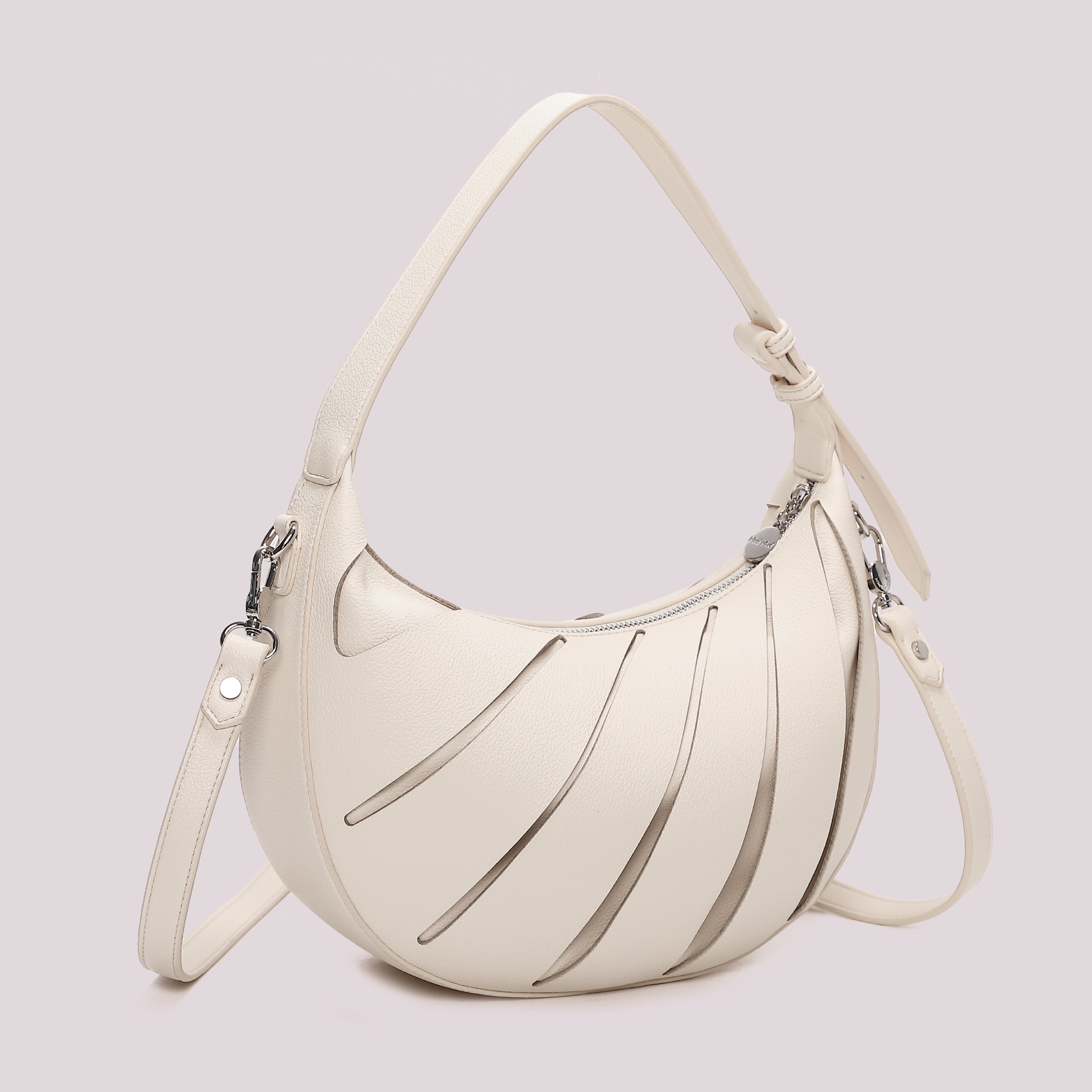 Mimi Mua Borsa Hobo Tagli Diagonali Panna