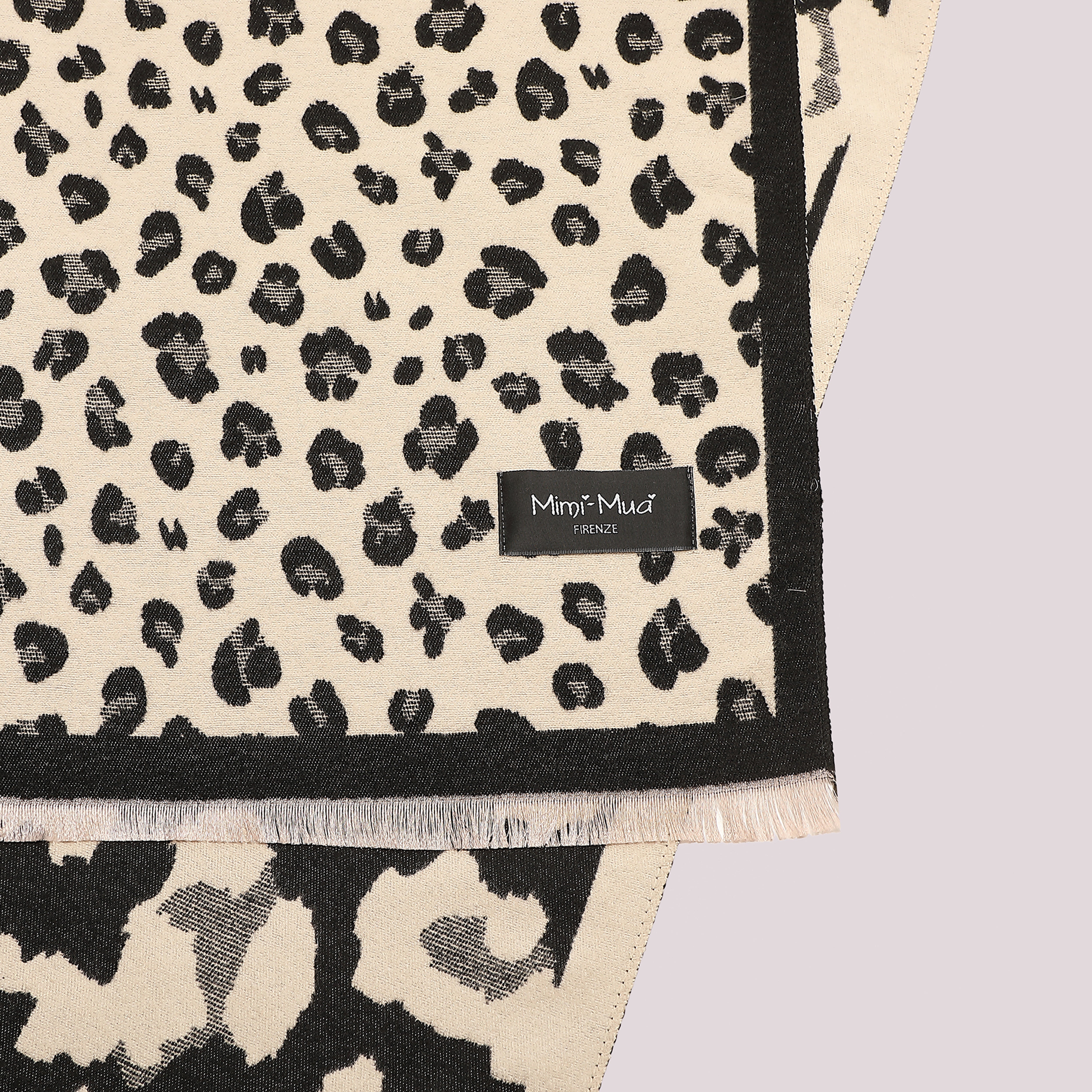 Mimi Mua sciarpa maculato tre misure nero beige calda