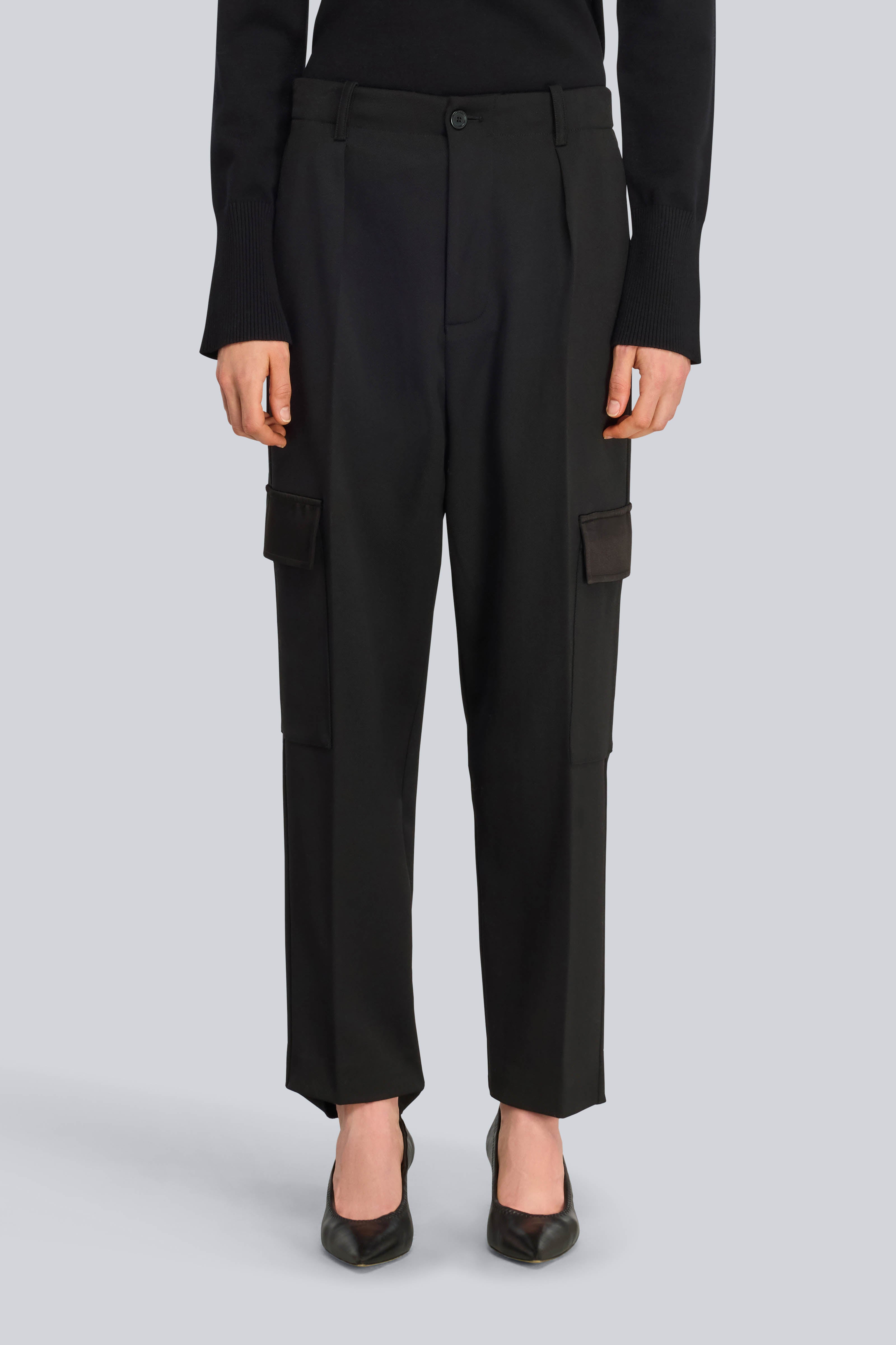 Semicouture Justina pantalone nero lana pettinata