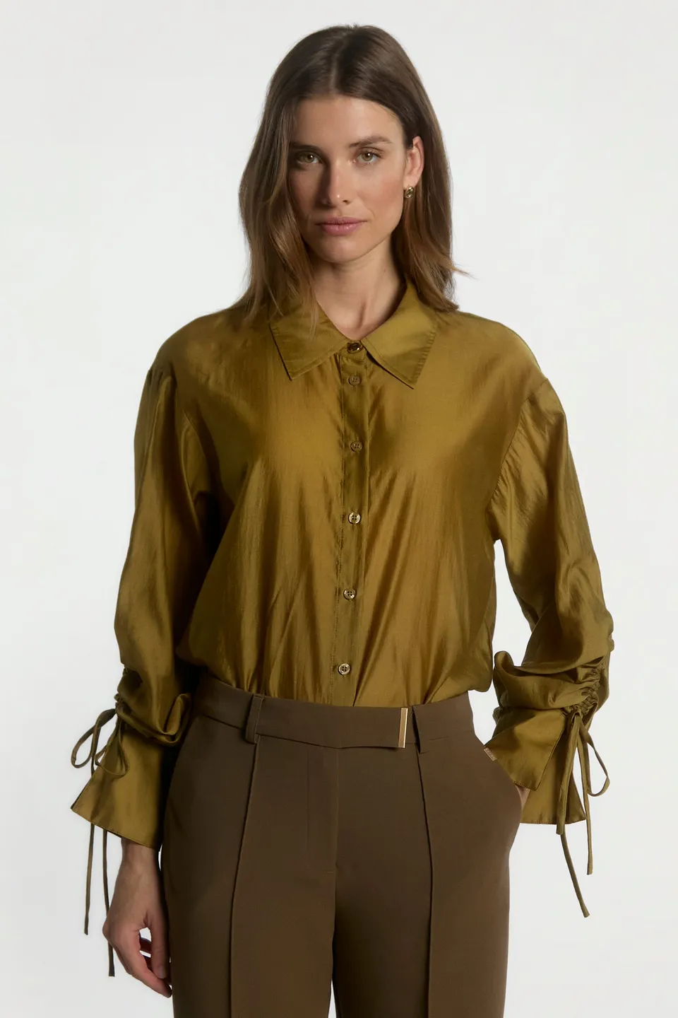 Aaiko Marel camicia curry maniche con fiocco