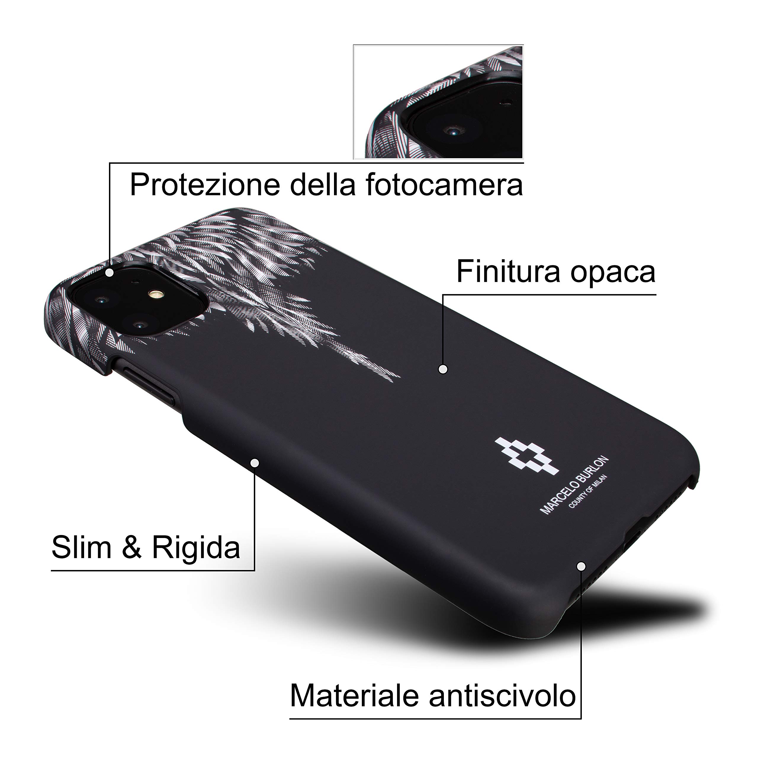 Marcelo Burlon County of Milan cover iPhone 11 antiurto con vetro