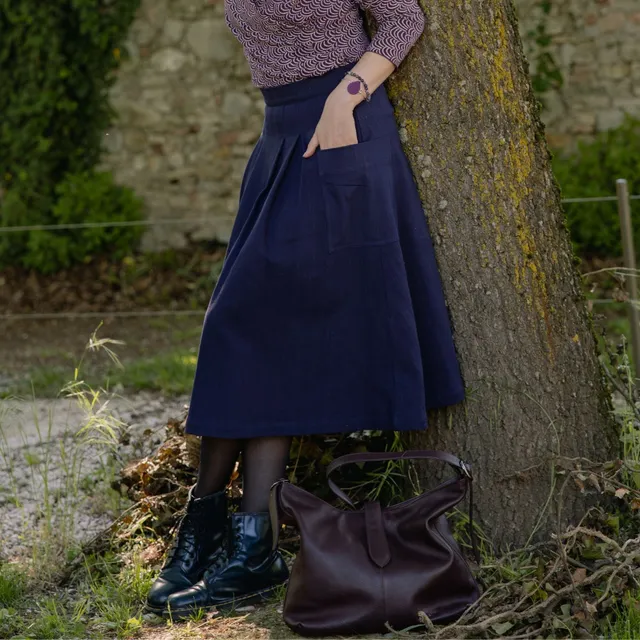 On Earth Cosmea gonna twill cotone blu con tasche