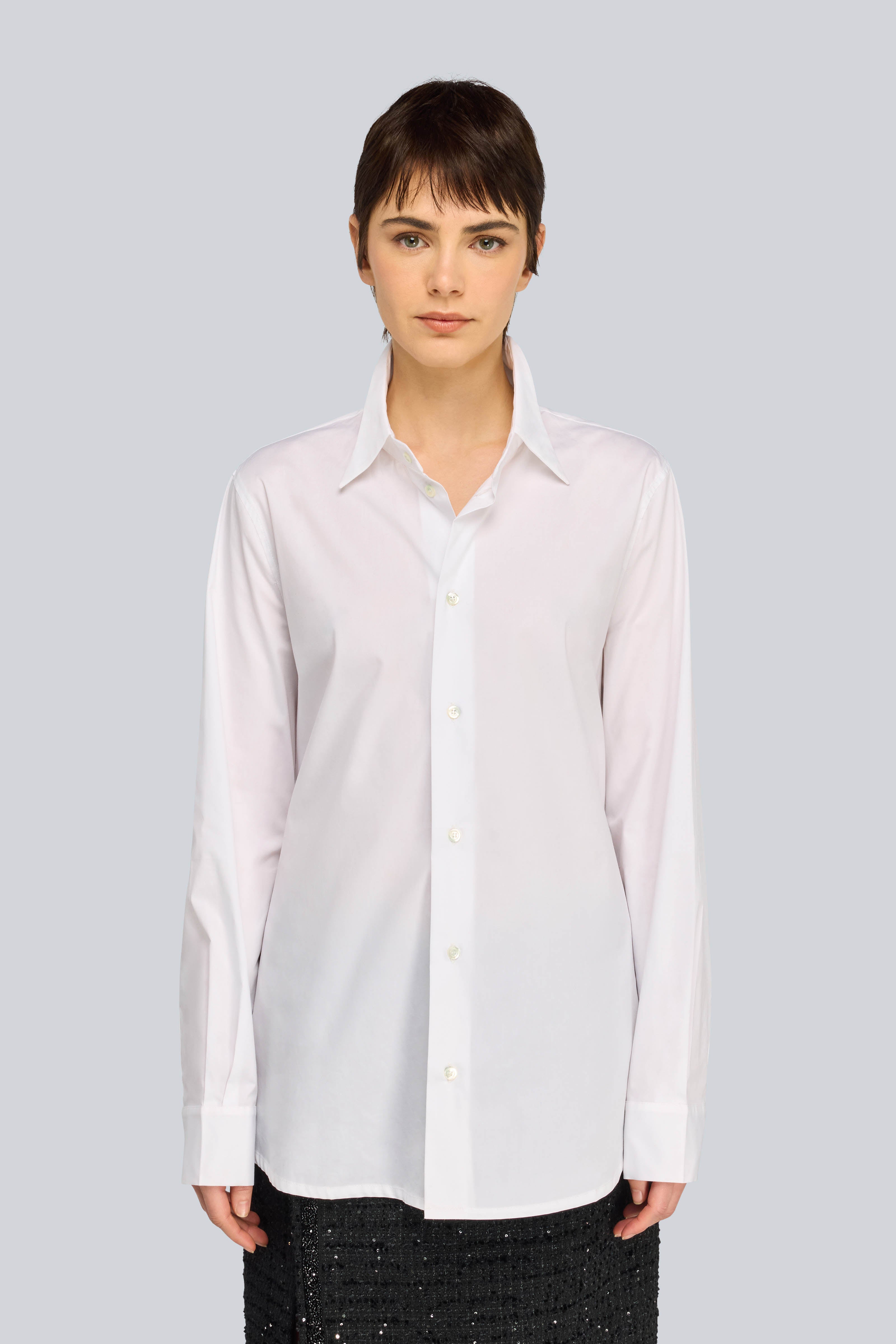 Semicouture China camicia popeline collo coreano bianca