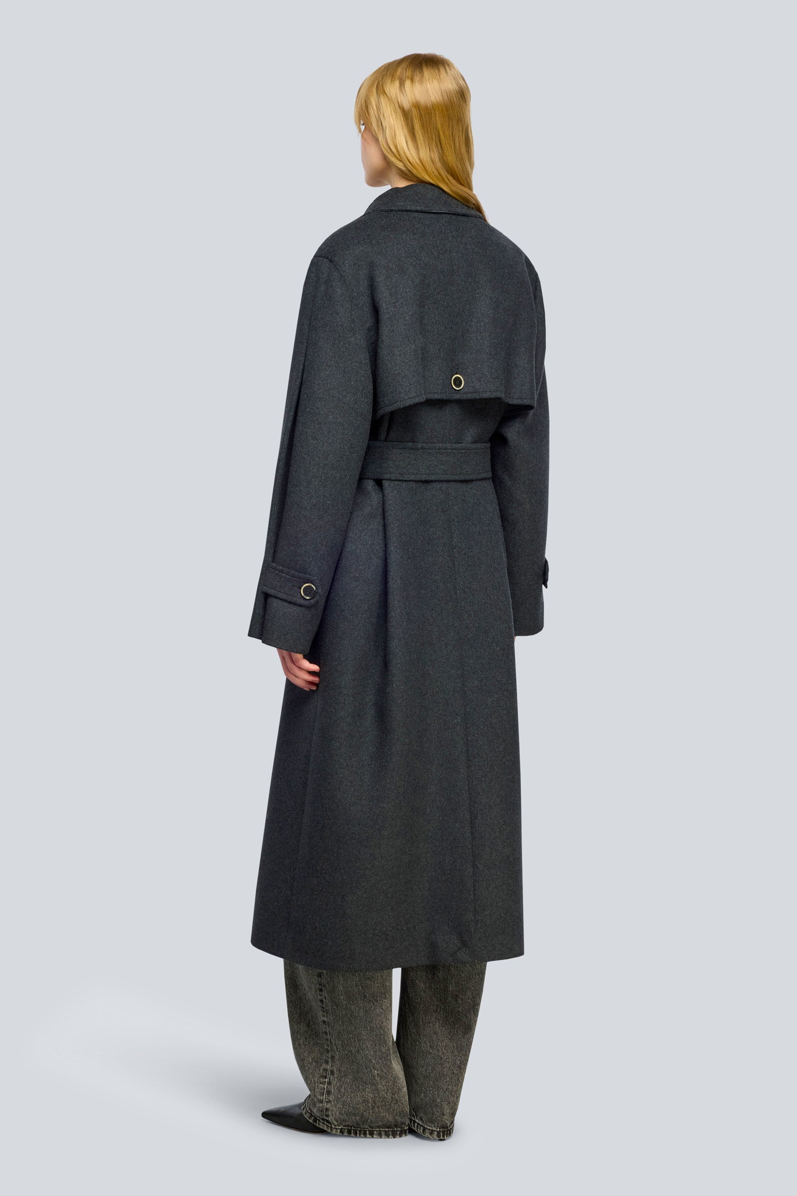 Semicouture Madelaine Y6WV62 trench grigio panno